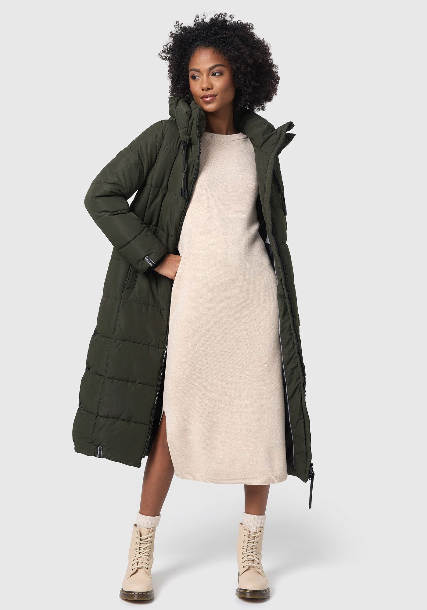 Marikoo Winterjacke Nadeshikoo XIV extra langer Winter Mantel gesteppt – Bild 2 von 5
