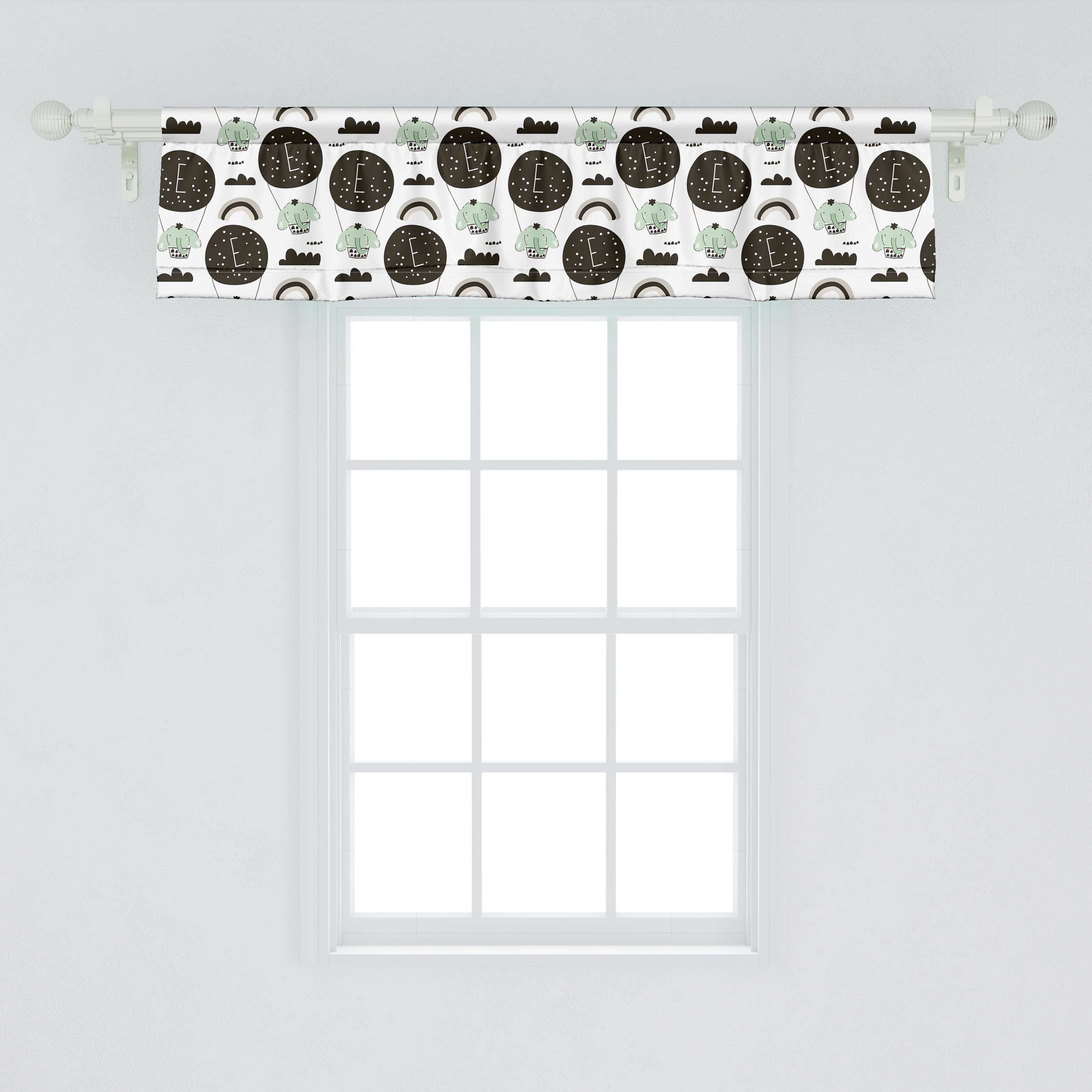 Scheibengardine Vorhang Volant für Küche Luftballons in mit Abakuhaus, Kindergarten Stangentasche, Elefanten Schlafzimmer Microfaser, Dekor