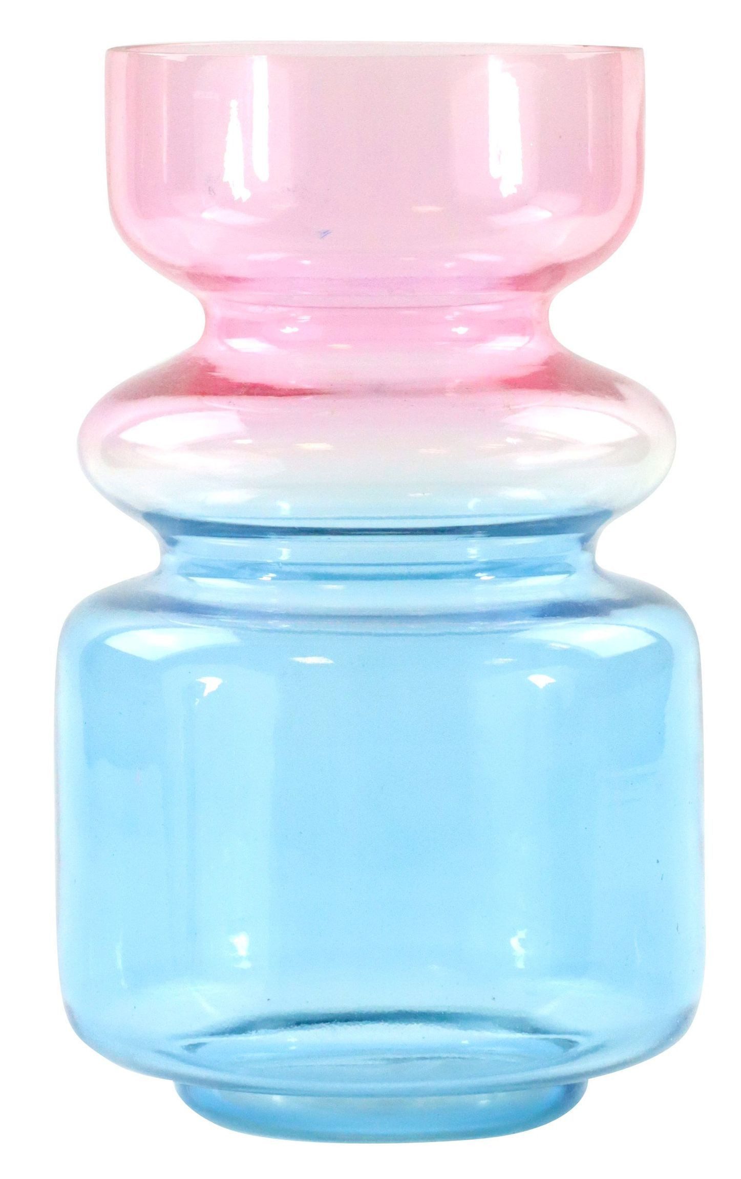 FURNARO Dekovase (1 St), Farbverlauf in kräftigem Rot und Blau, aus transparentem Glas