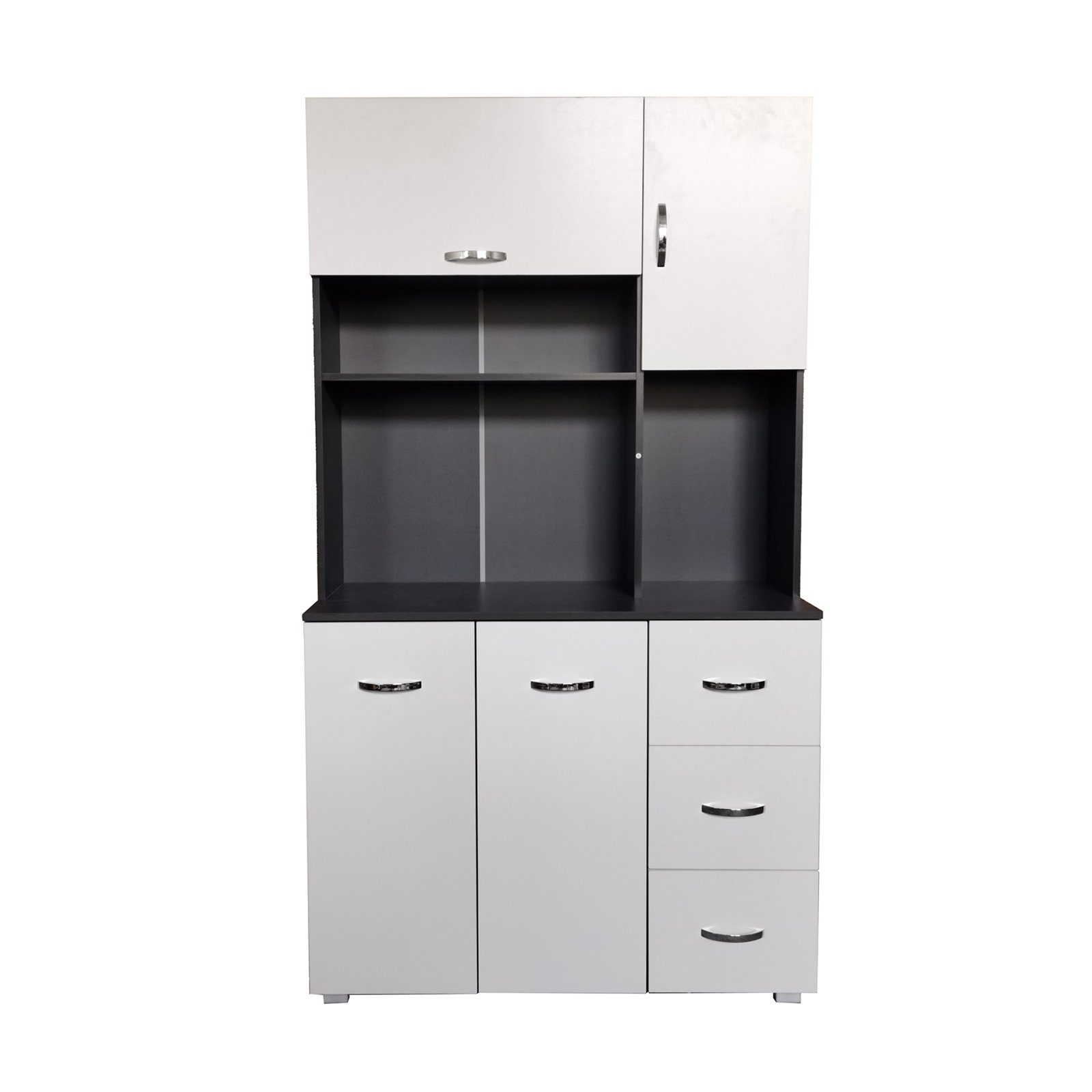 Weiß Grau Hochschrank (1-St) HTI-Line Blanca Küchenbuffet Küchenschrank