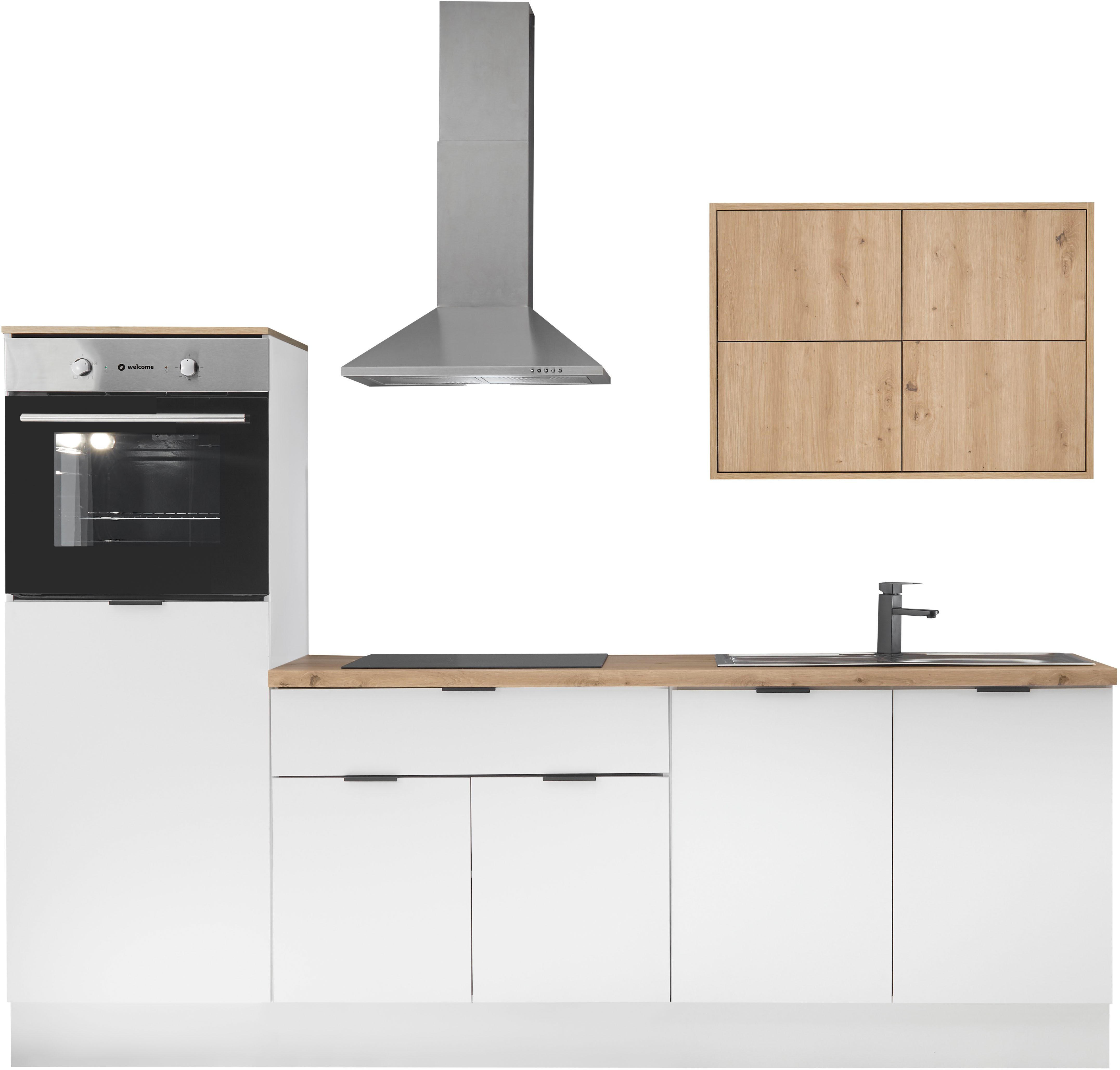 KOCHSTATION Кухниzeile KS-Georgia, mit 38mm starker Arbeitsplatte, Breite 250 cm, wahlweise mit E-Geräten und Kühlschrank