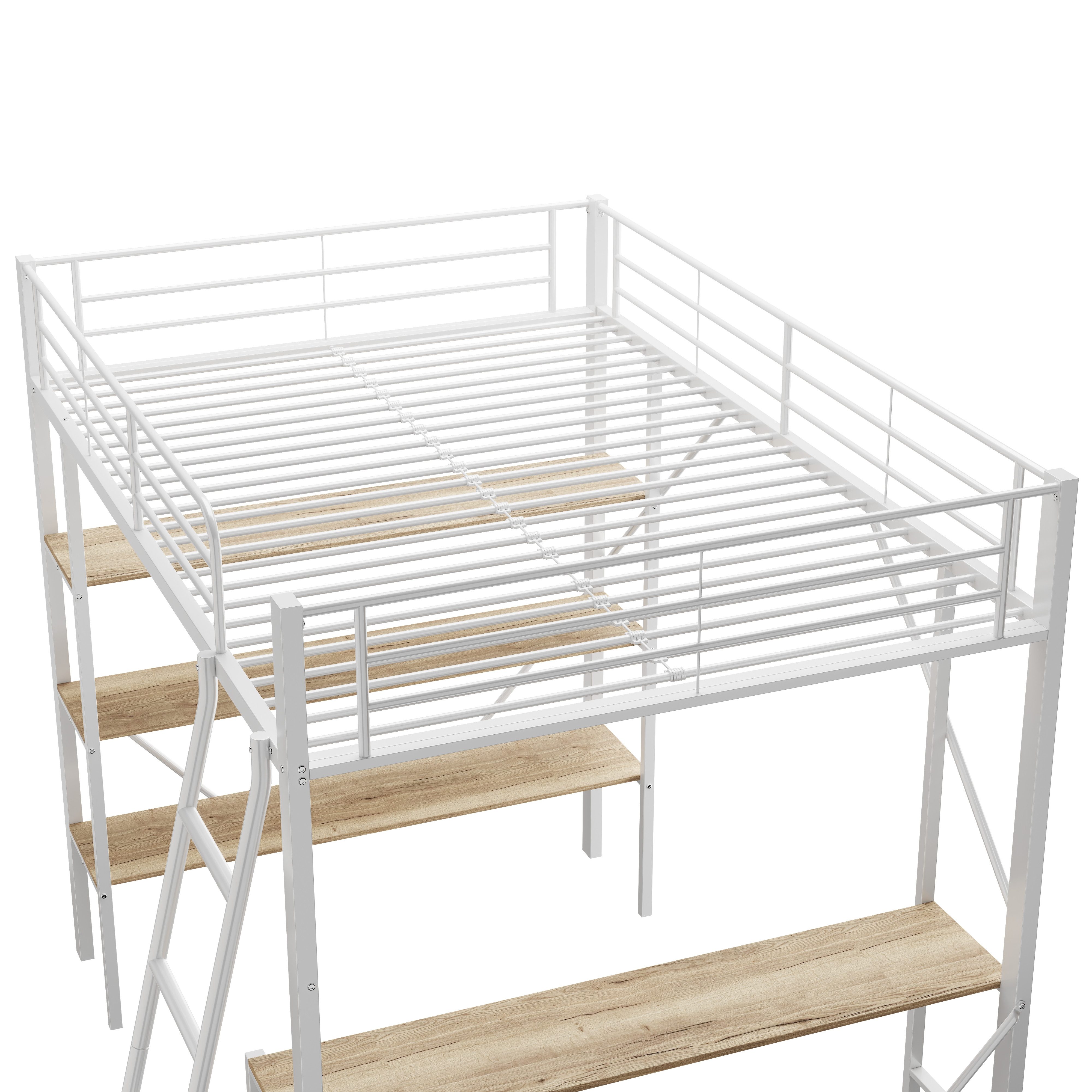 HAUSS SPOLE Hochbett 90x200cm Metallbett mit Schreibtisch und 3 Ablagen für günstig online kaufen