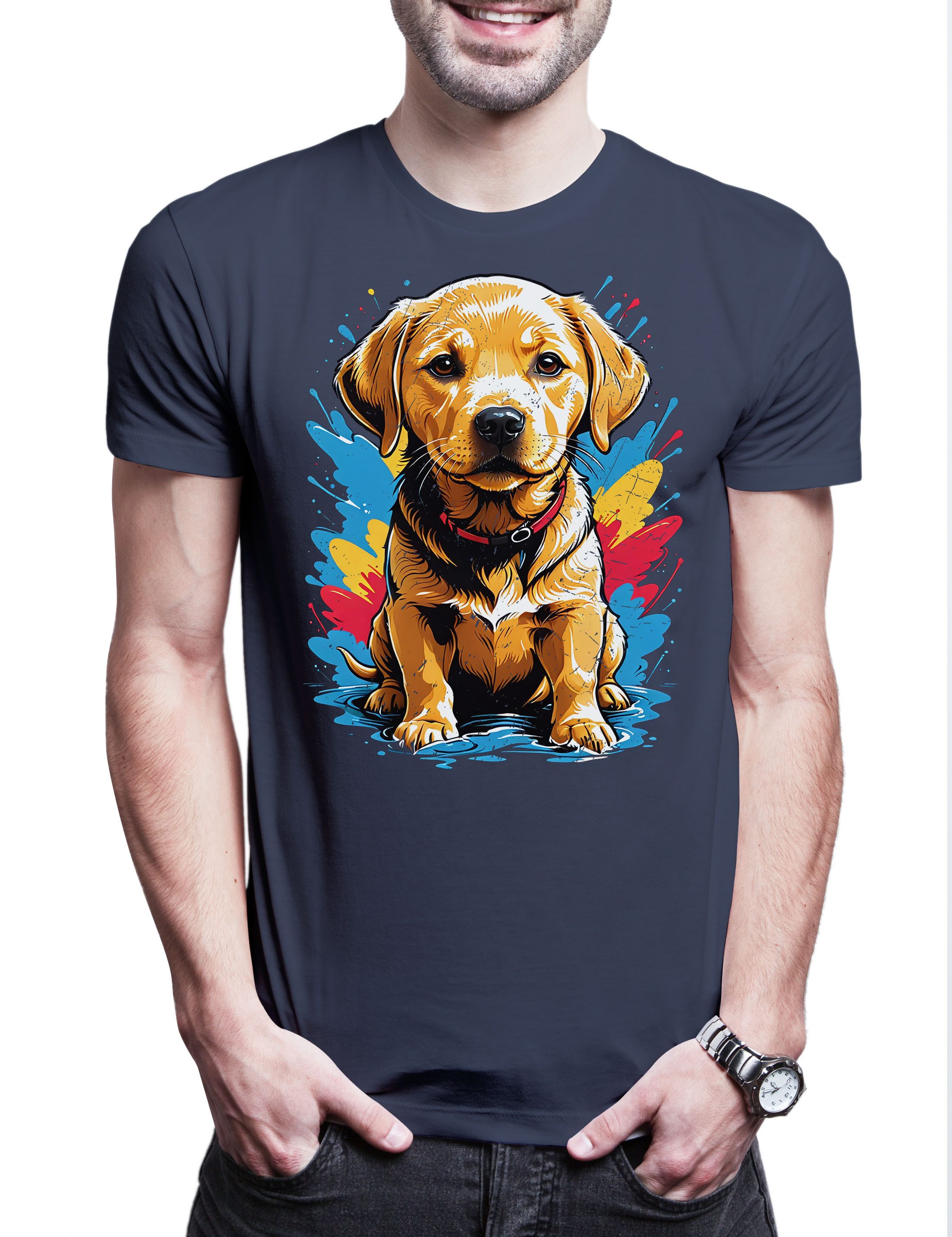 Urban Backwoods Print-Shirt Labrador Puppy Art Herren T-Shirt Golden Retriever Welpe Hund Dog (1-tlg) Breed Pet Rasse Züchter