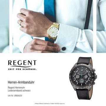 Regent Quarzuhr Regent Herren Armbanduhr Analog, (Analoguhr), Herren Armbanduhr rund, extra groß (ca. 46mm), Lederarmband