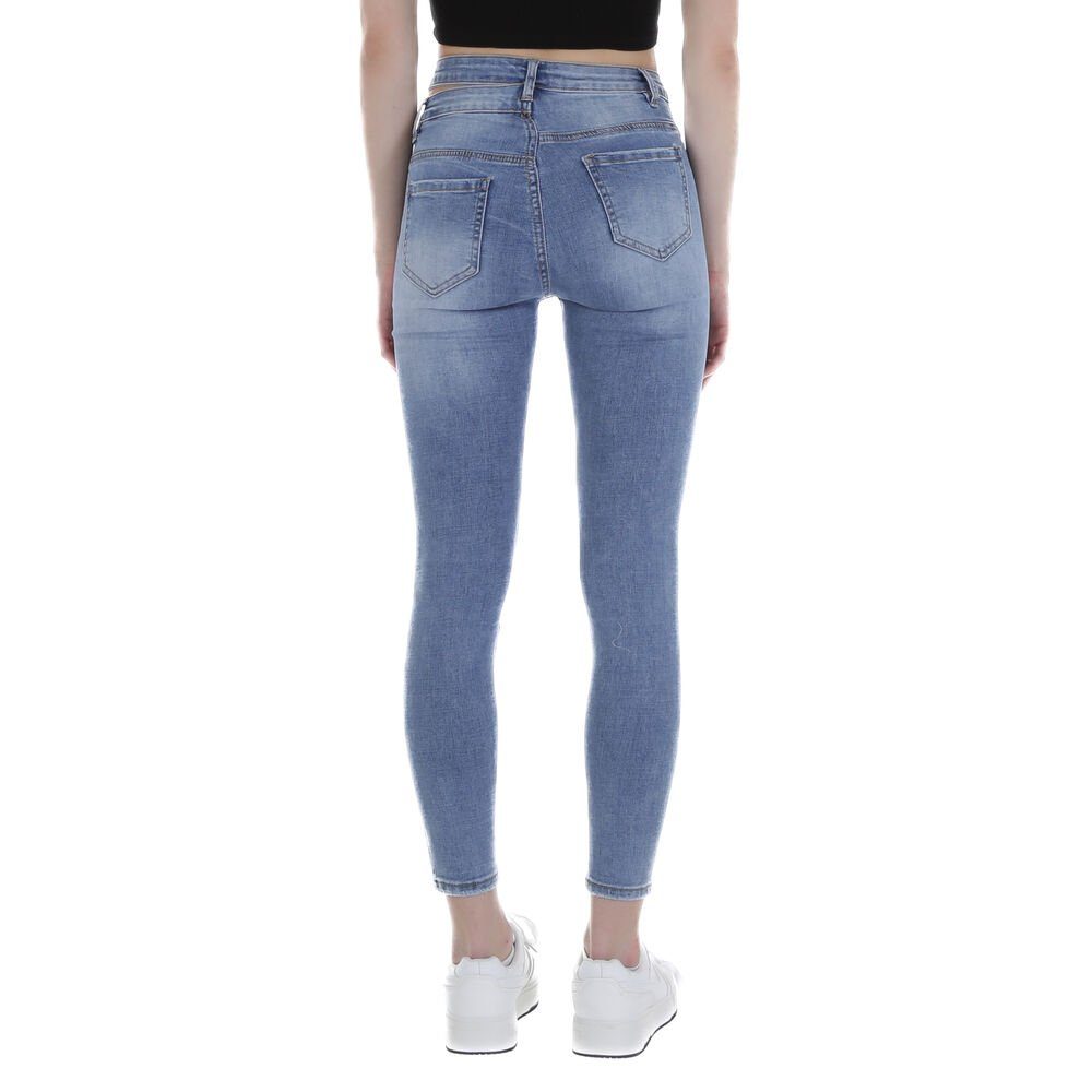 Jeans Used-Look Skinny Freizeit Ital-Design in Stretch Skinny-fit-Jeans Damen Blau