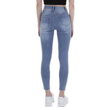 Ital-Design Skinny-fit-Jeans Damen Freizeit Used-Look Stretch Skinny Jeans in Blau