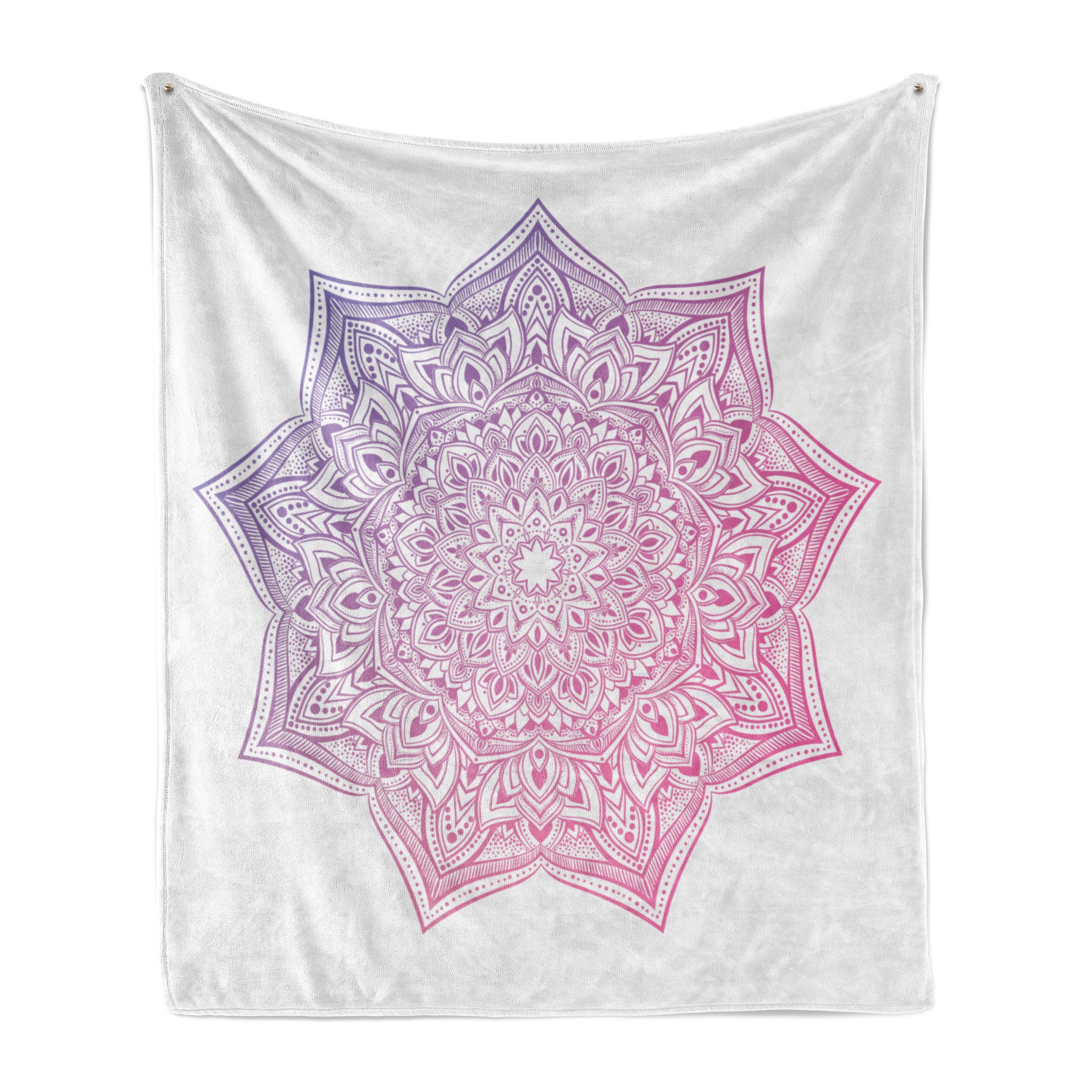 Wohndecke Gemütlicher Plüsch für den Innen- und Außenbereich, Abakuhaus, rosa Mandala Oriental Yoga Runde