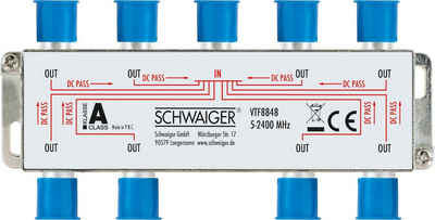 Schwaiger SAT-Verteiler VTF8848 241 (verteilt ein Signal auf acht Teilnehmer), für Kabel-, Antennen- und Satellitenanlagen
