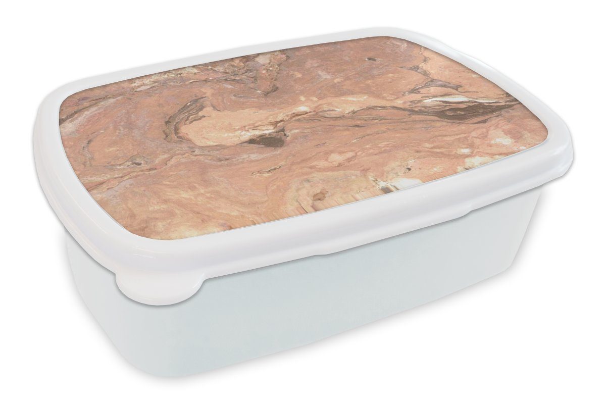 MuchoWow Lunchbox Rot - Kristall - Granit, Kunststoff, (2-tlg), Brotbox für Kinder und Erwachsene, Brotdose, für Jungs und Mädchen weiß