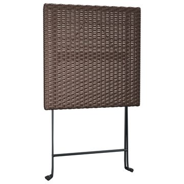 vidaXL Gartenlounge-Set 3-tlg. Bistro-Set Klappbar Braun Poly Rattan, (3-tlg)