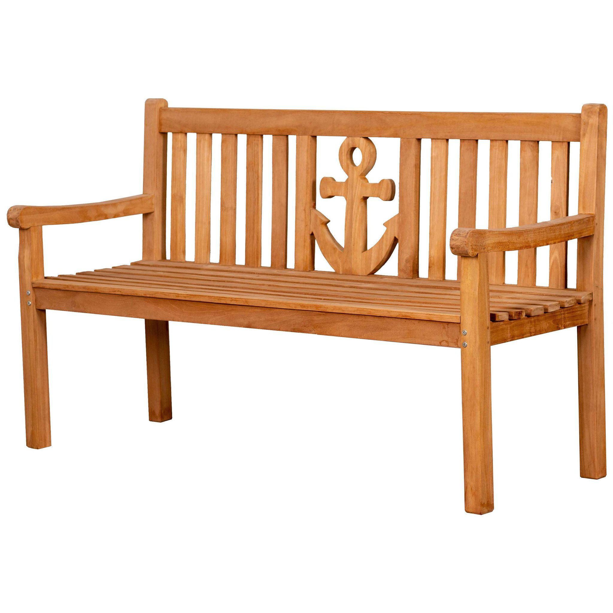 deVries Gartenbank Sitzbank Woodie Ankerplatz 150 cm, geschwungende Armlehnen - Rückenlehnen mit Ankermotiv