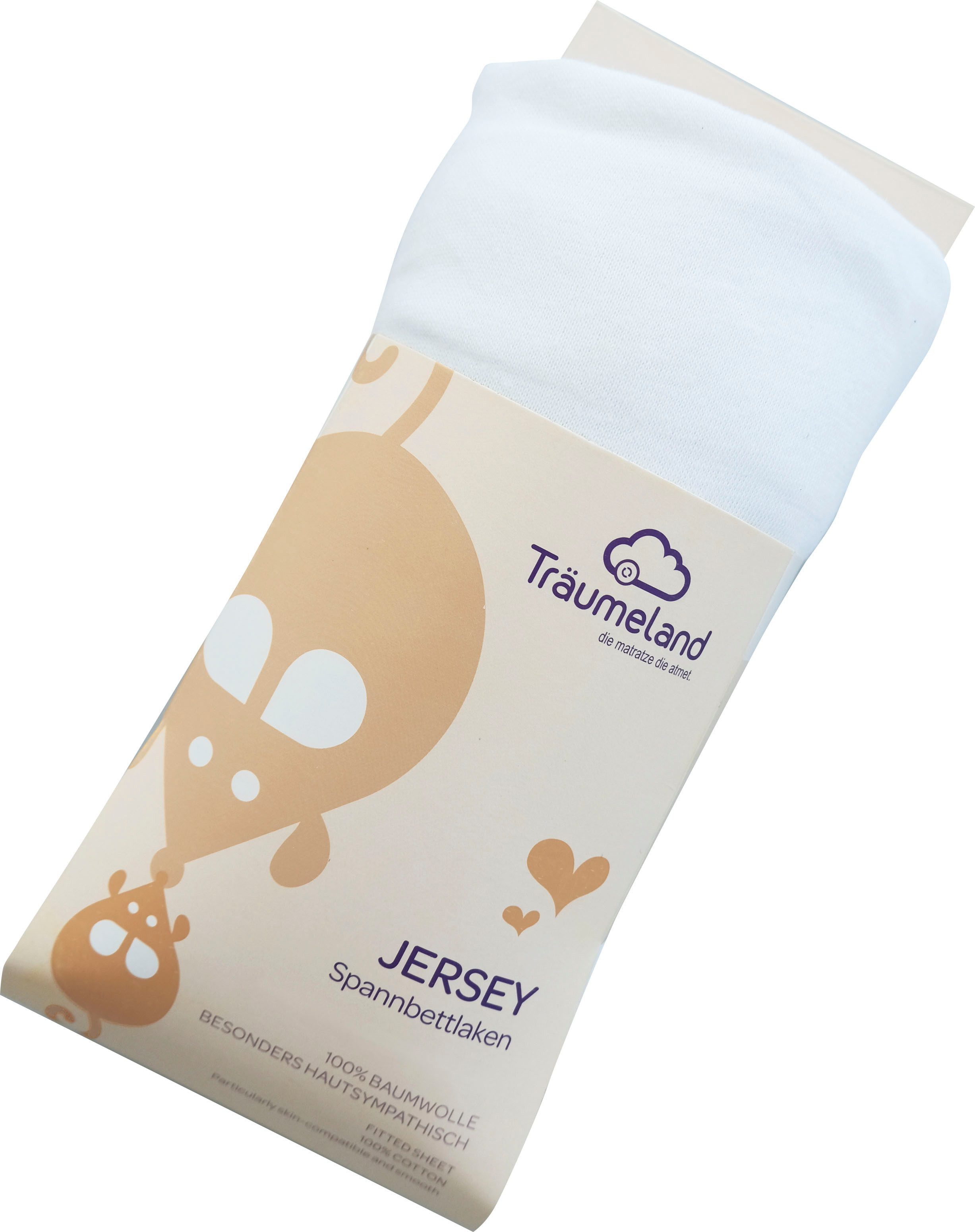 Träumeland Bettlaken kuschelweiches Spannbetttuch Jersey, Jersey, Gummizug: rundum, (1 Stück), aus 100% kuscheliger Baumwolle
