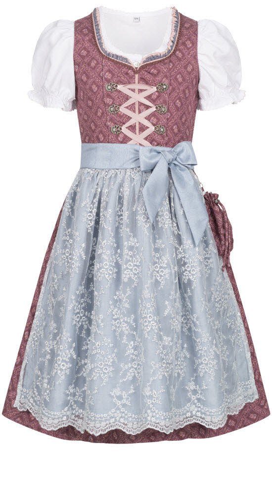 Nübler Dirndl Kinderdirndl 3-teilig Lea in Beere von Nübler