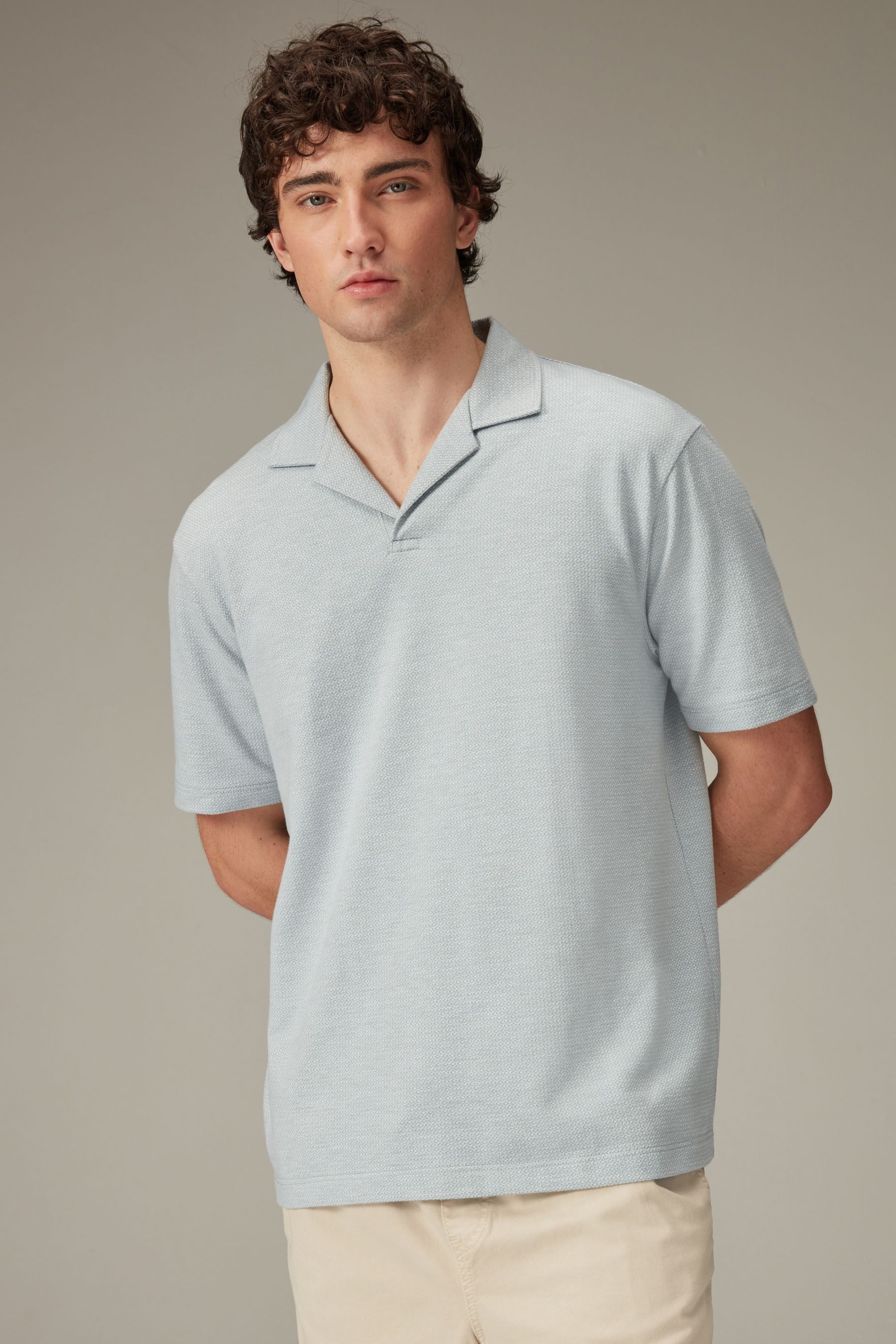 Next Poloshirt Strukturiertes Kurzarm-Poloshirt mit Kuba-Kragen günstig online kaufen