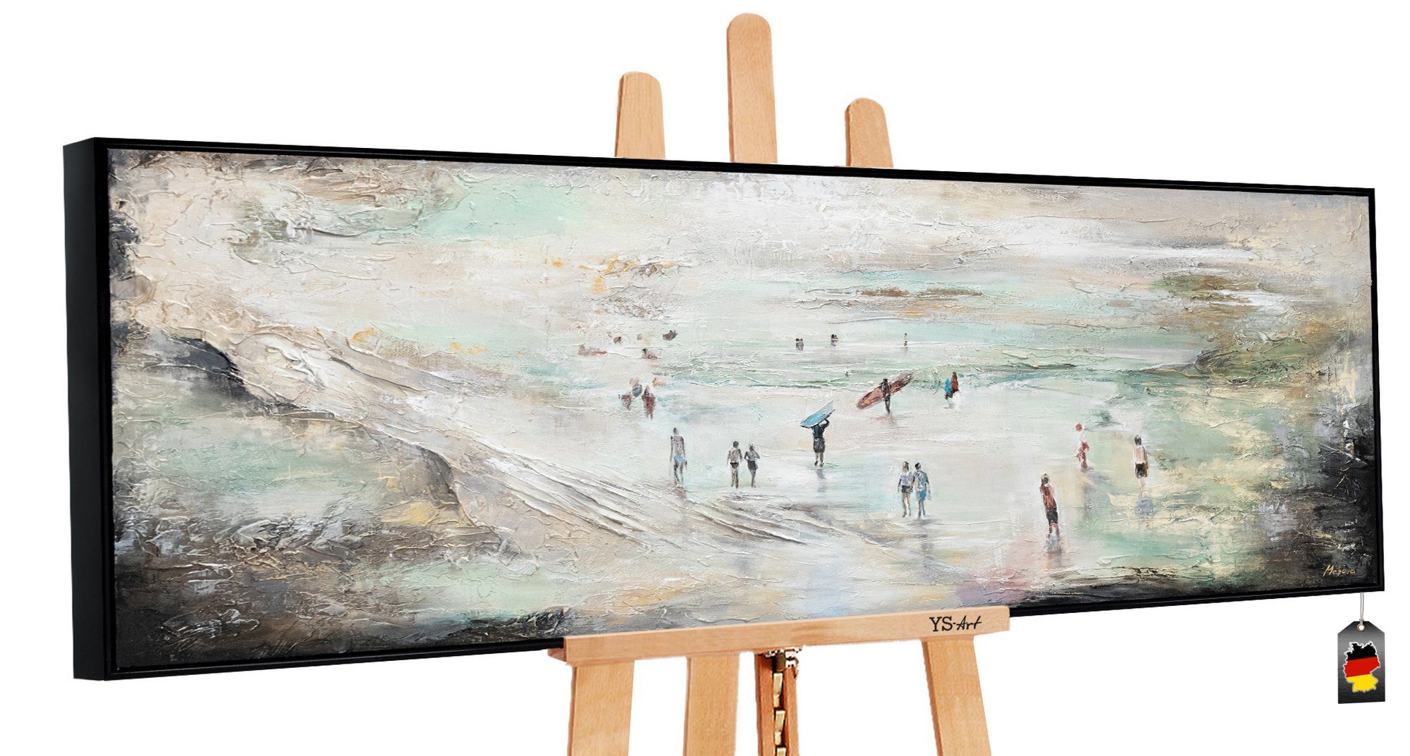 Wellen Gemälde Wasser Meer mit Rahmen Surfen Handgemalt Wellenreiten, Leinwand YS-Art Bild