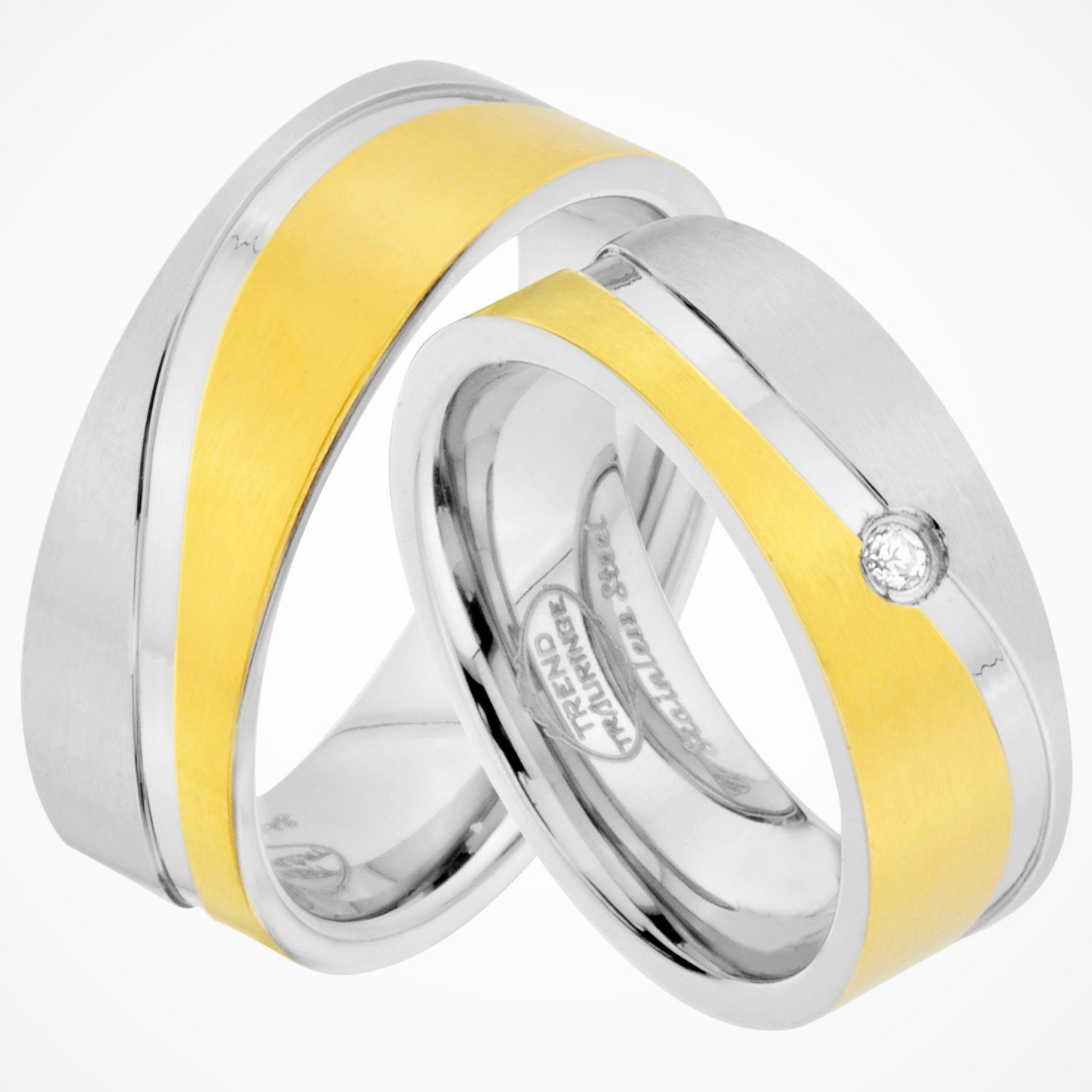 Trauringe123 Trauring Hochzeitsringe Verlobungsringe Trauringe Eheringe Partnerringe Gold Platiert aus Edelstahl JE89