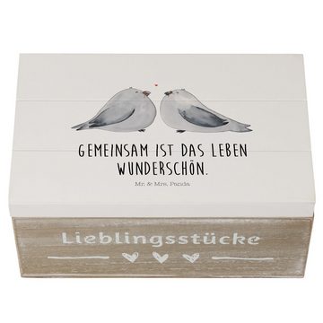 Mr. & Mrs. Panda Dekokiste Hochzeit Turteltauben Liebe - Weiß - Geschenk, Holzkiste, Erinnerungs (1 St)