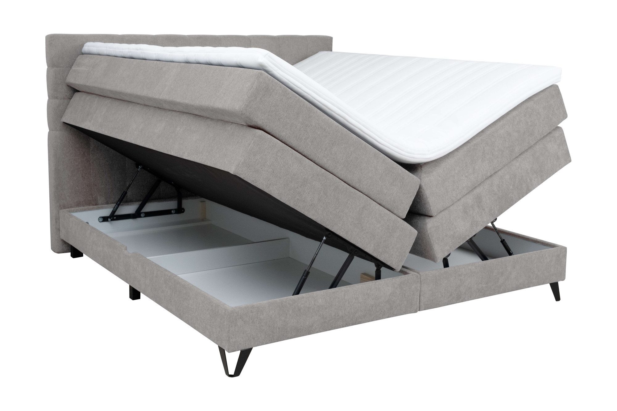Home affaire Boxspringbett Ilona, Doppelbett, Polsterbett, Federkernbett, Komforbett, 160, 180 cm, inkl. Topper, zwei Bettkästen, Taschen-Federkernmatratze, Härtegrad 3