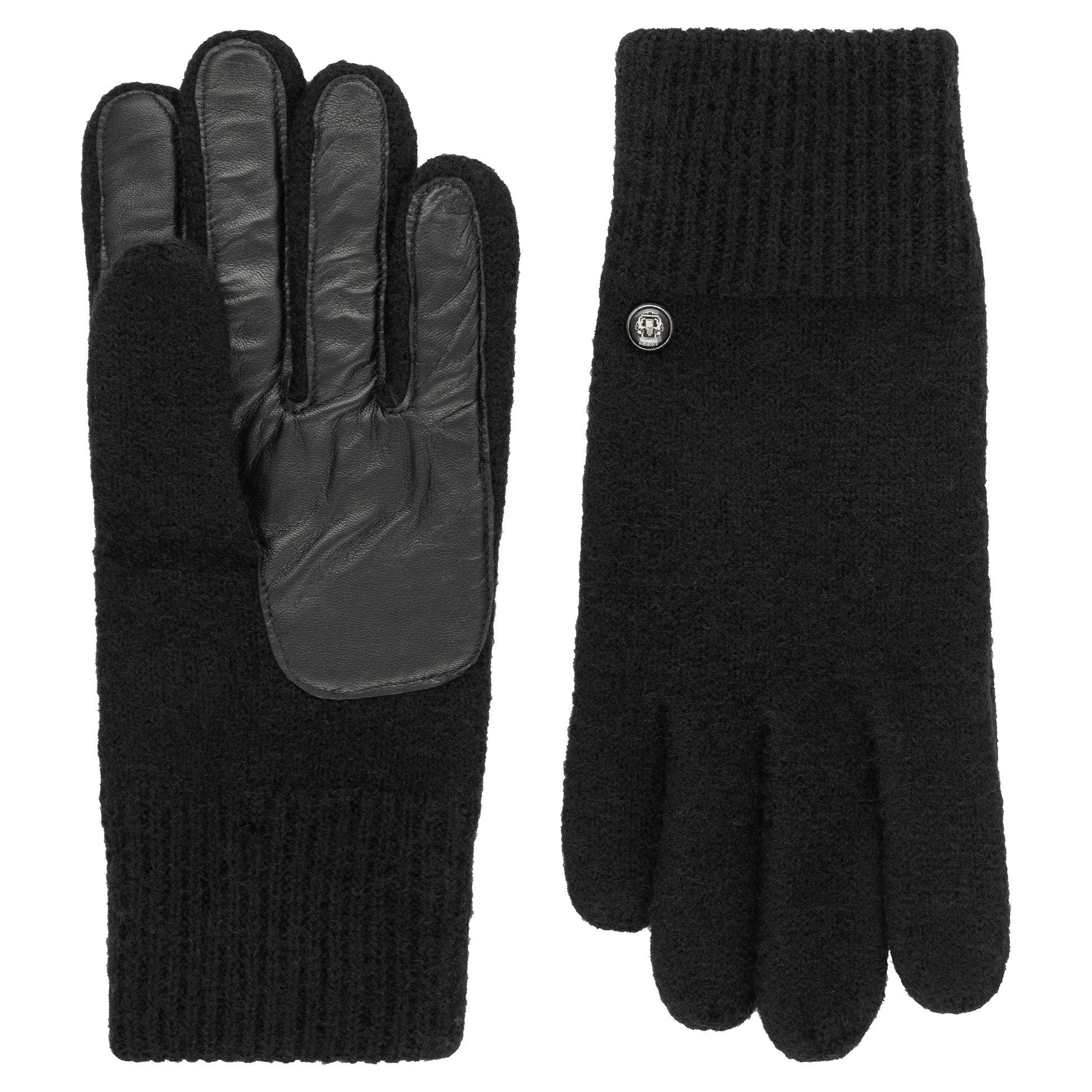 Roeckl Strickhandschuhe KLASSISCHER WALKHANDSCHUH MIT LEDERINNENHAND