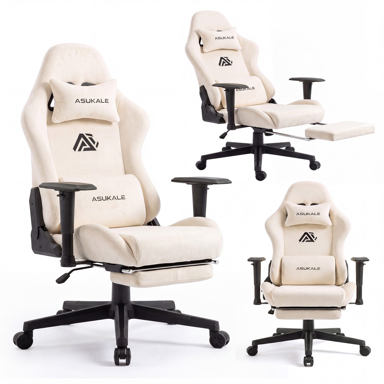 Asukale Gaming-Stuhl XXL Gaming-Stuhl ErgoComfort 4D mit Fußstütze