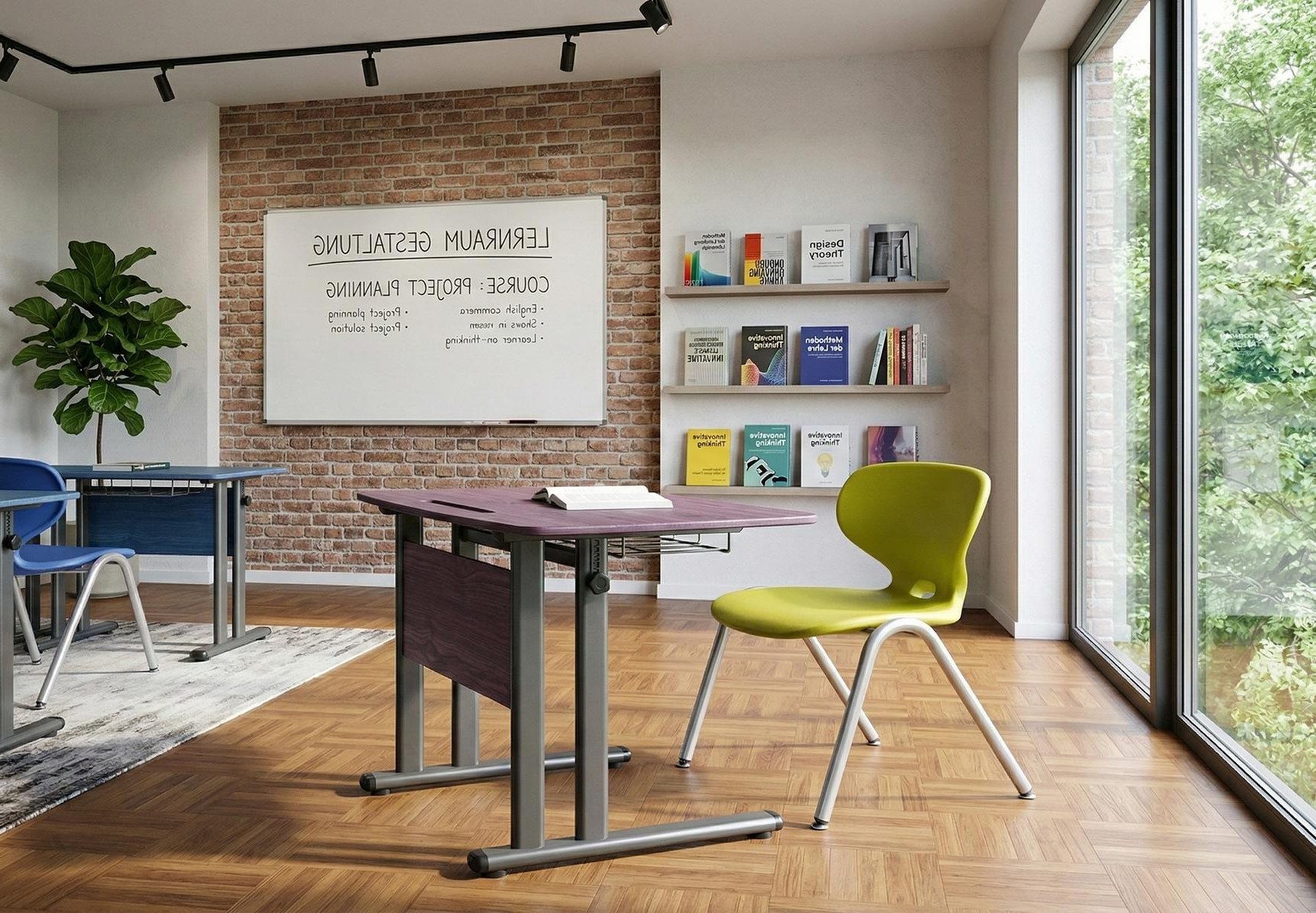 Xlmoebel Schreibtisch Ergonomische Schulbank mit flexiblem Tisch und lila Stuhl (Schulbank-Set, mit Stuhl), Made in Europa