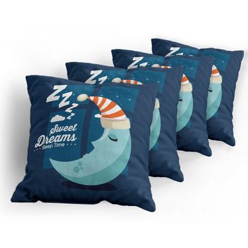 Kissenbezüge Modern Accent Doppelseitiger Digitaldruck, Abakuhaus (4 Stück), Süße Träume Bedtime Sleep Moon