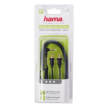 Hama Spiralkabel Flexi-Slim 1,5m 3,5mm Klinke/2x Cinch-Stecker Audio-Kabel, 3,5-mm-Klinke, 3,5mm Klinke (150 cm), dünnes Klinken-Kabel Audio-Adapter für Handy Tablet PC MP4- MP3-Player