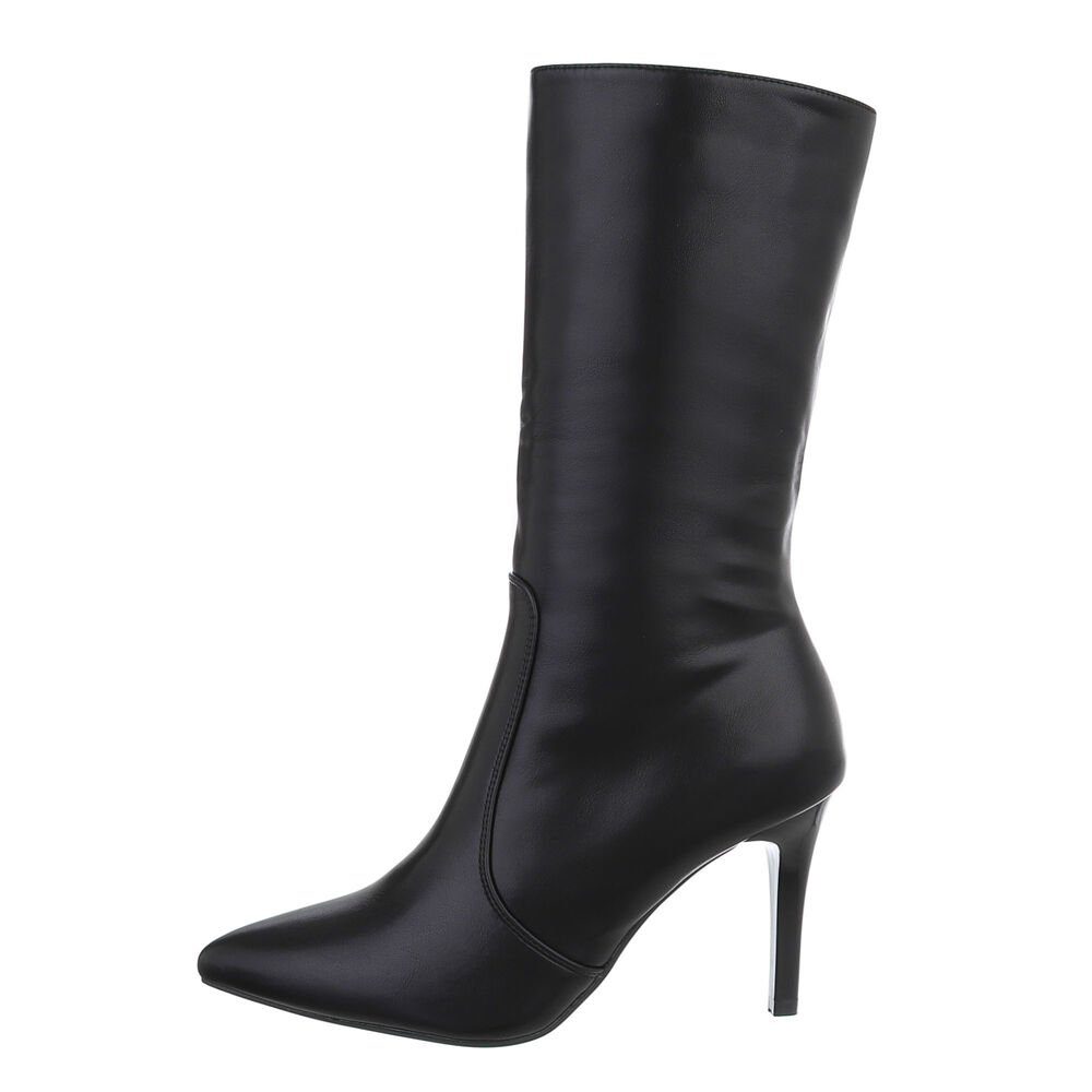 Ital-Design Damen Abendschuhe Elegant High-Heel-Stiefel Pfennig-/Stilettoabsatz High-Heel Stiefel in Schwarz