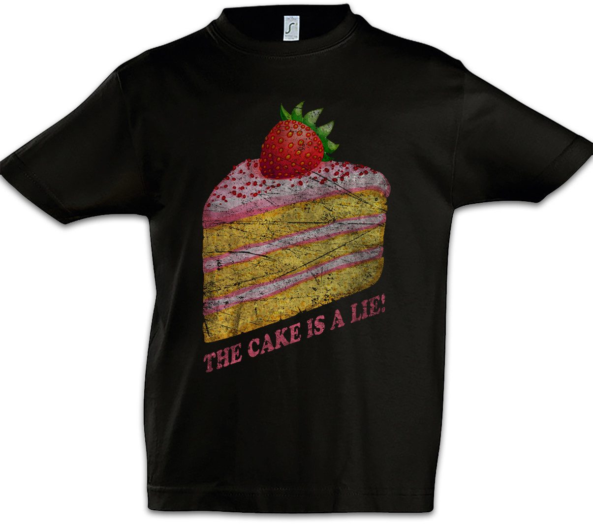 Print-Shirt The Cake Is A Lie Kinder T-Shirt Game Gamer Shooter Portal Kucken