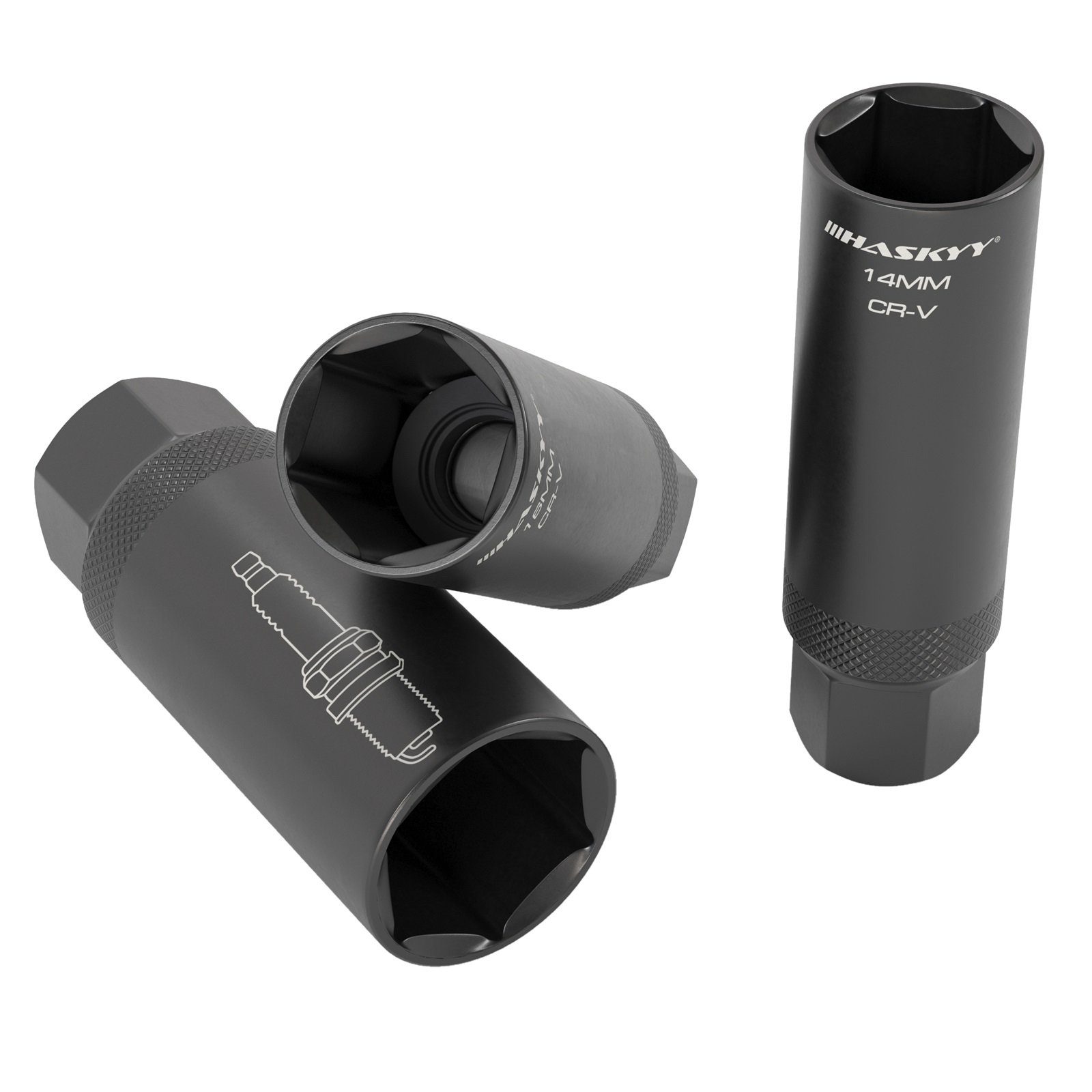 HASKYY Zündkerzennuss Zündkerzenschlüssel Kerzenschlüssel Glühkerze 3/8" 14 16 18 mm Stecks