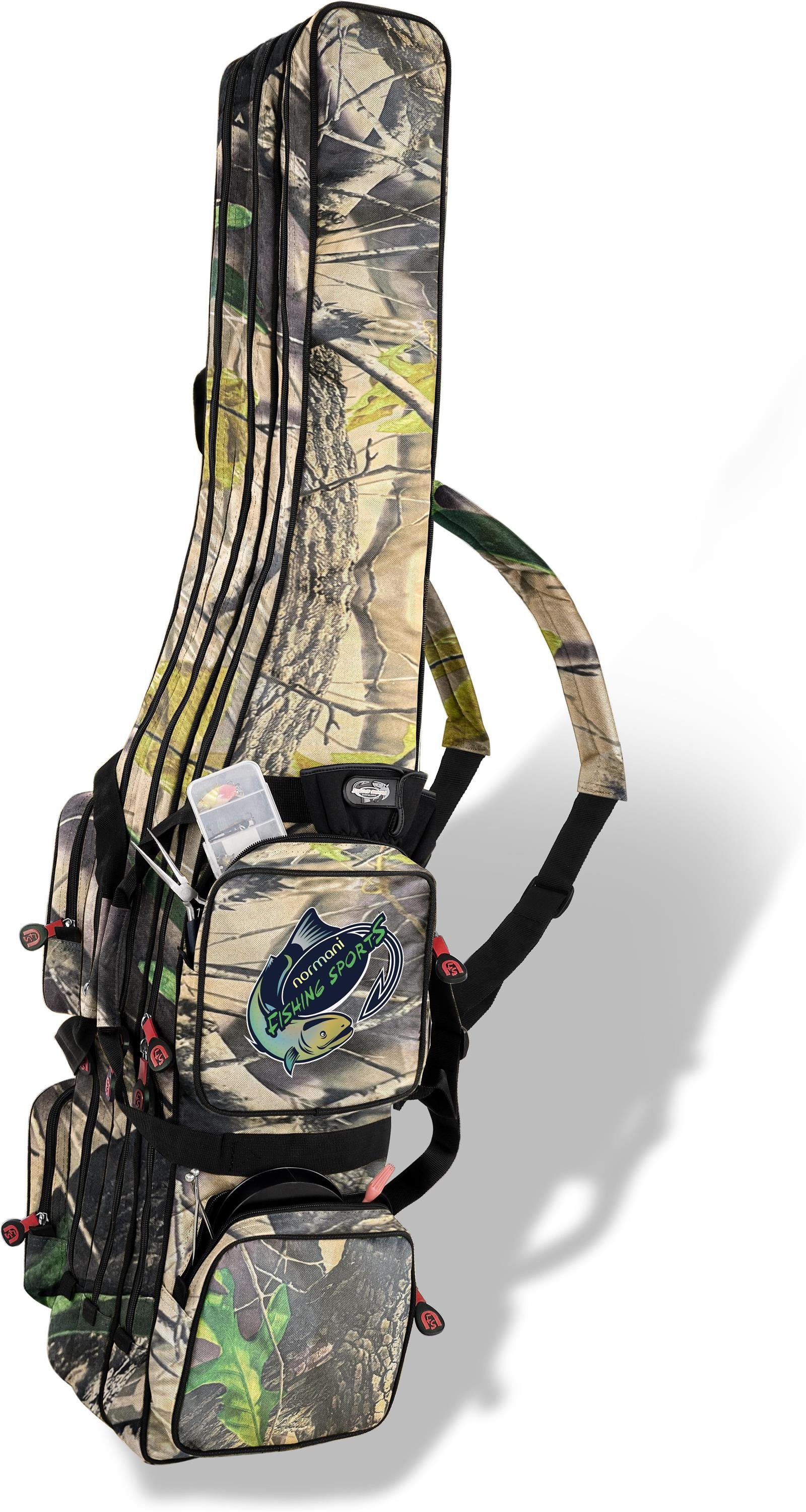 normani Angelrutentasche Rutentasche 1,25 m bis 2,10 m RodBox Triple, Rutenfutteral Anglertasche Rutenrucksack mit 3 Rutenfächern