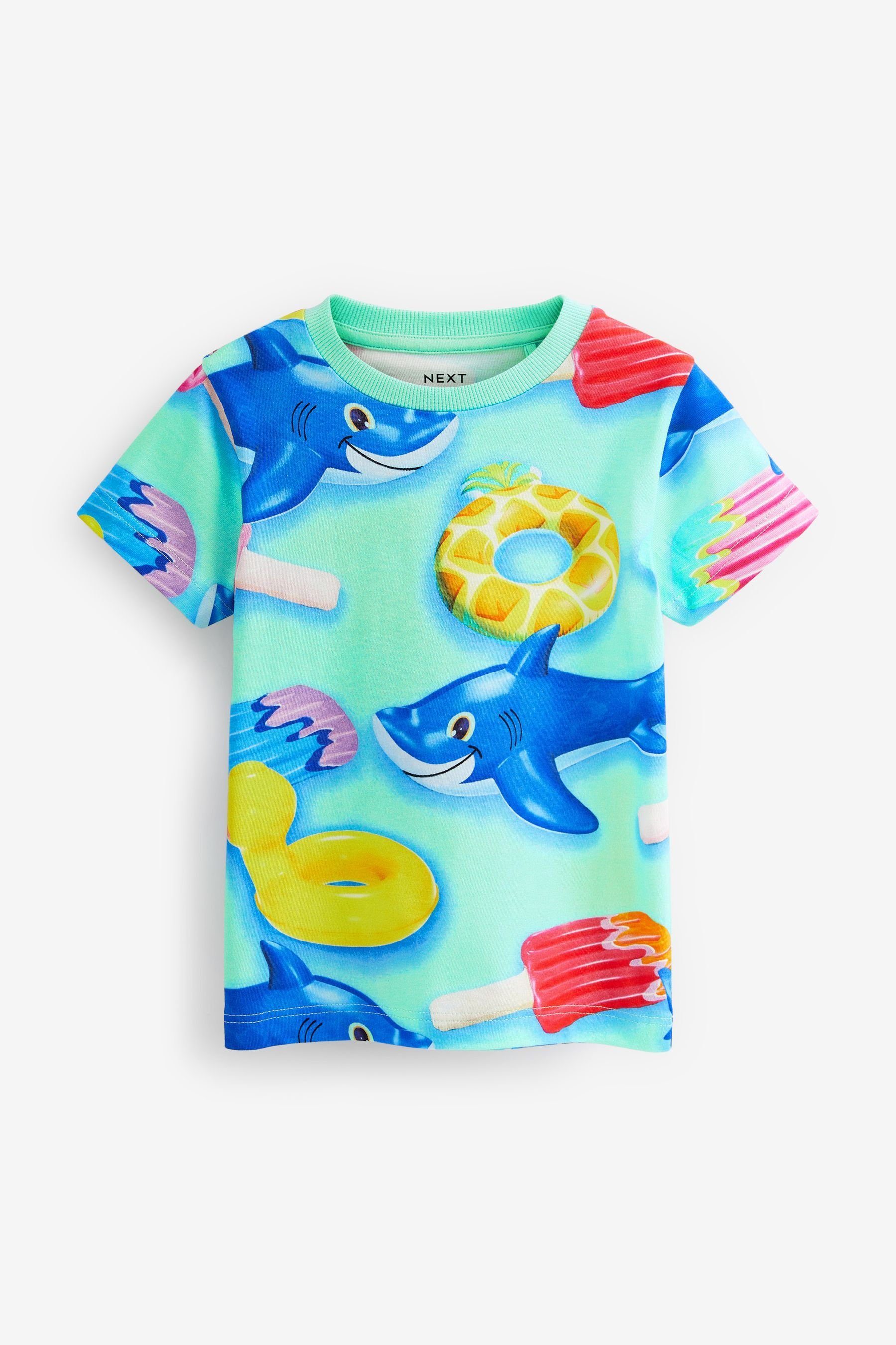 Next T-Shirt T-Shirt mit kurzen Ärmeln, durchgehend bedruckt (1-tlg) Multi Colour Summer Float