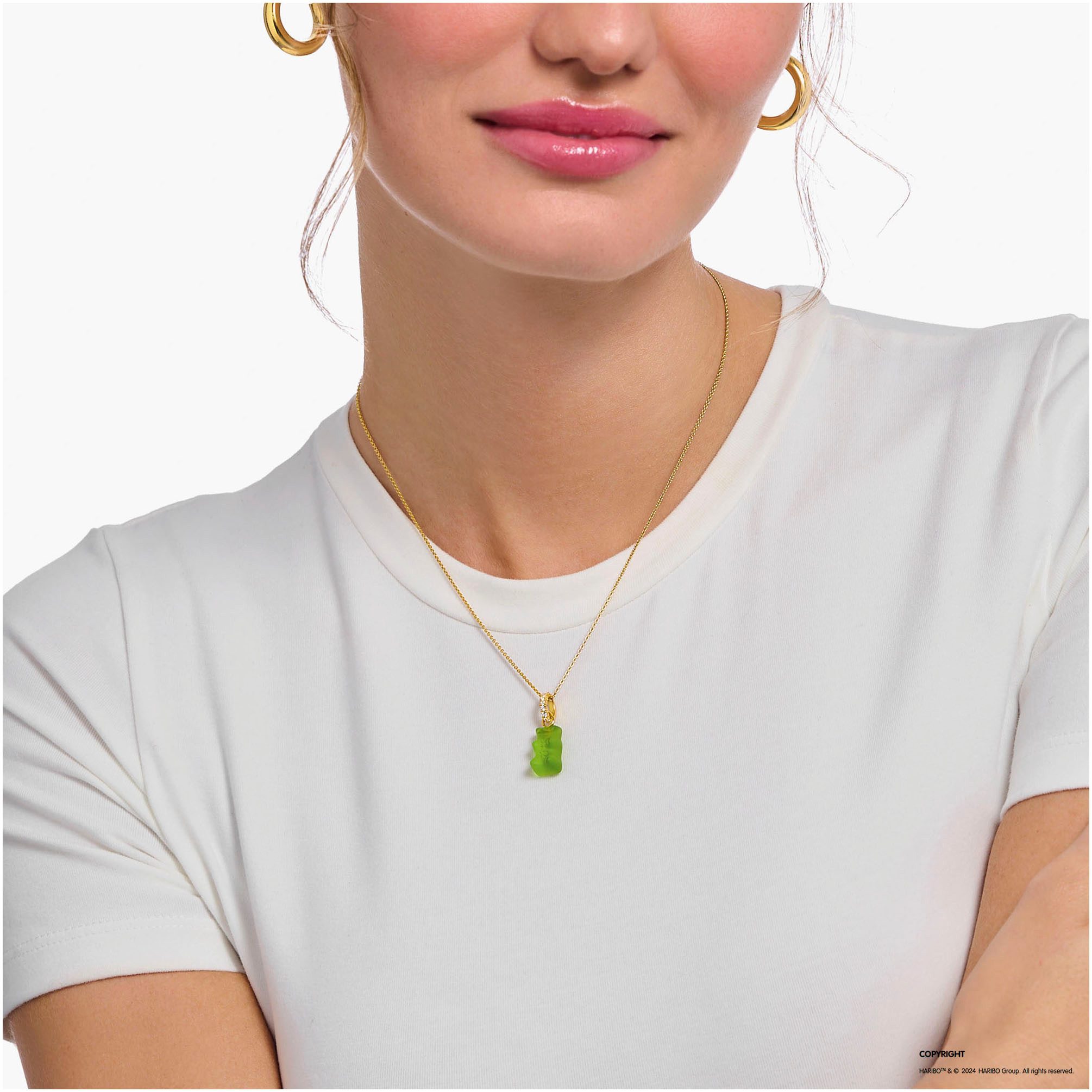 THOMAS SABO Kette mit Anhänger THOMAS SABO x HARIBO Schmuck: Kette mit Goldbär, mit Kristallglas, Zirkonia (synth)