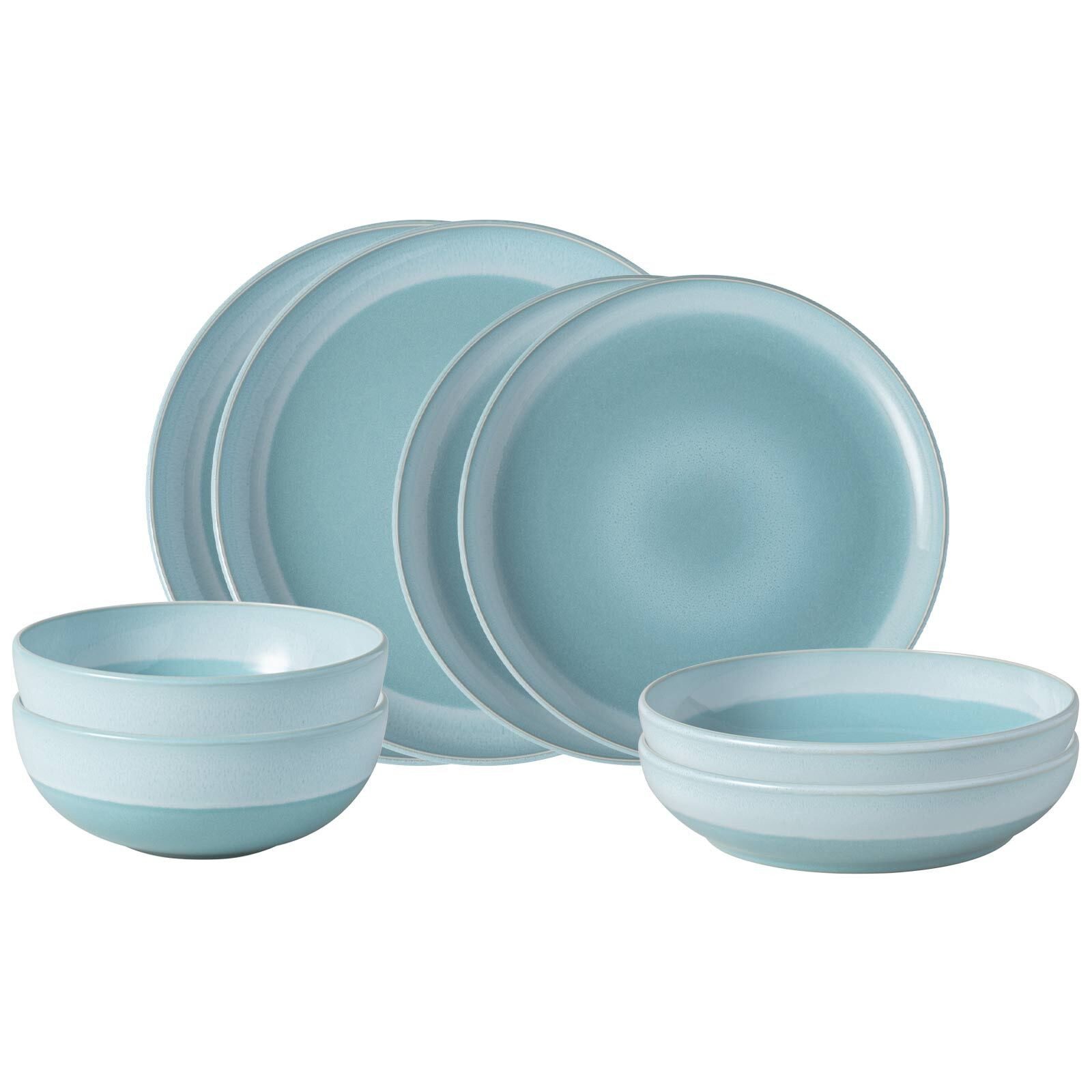 like. by Villeroy & Boch Kombiservice Perlemor Aqua Einsteiger-Set 8er Set (8-tlg), 2 Personen, Porzellan
