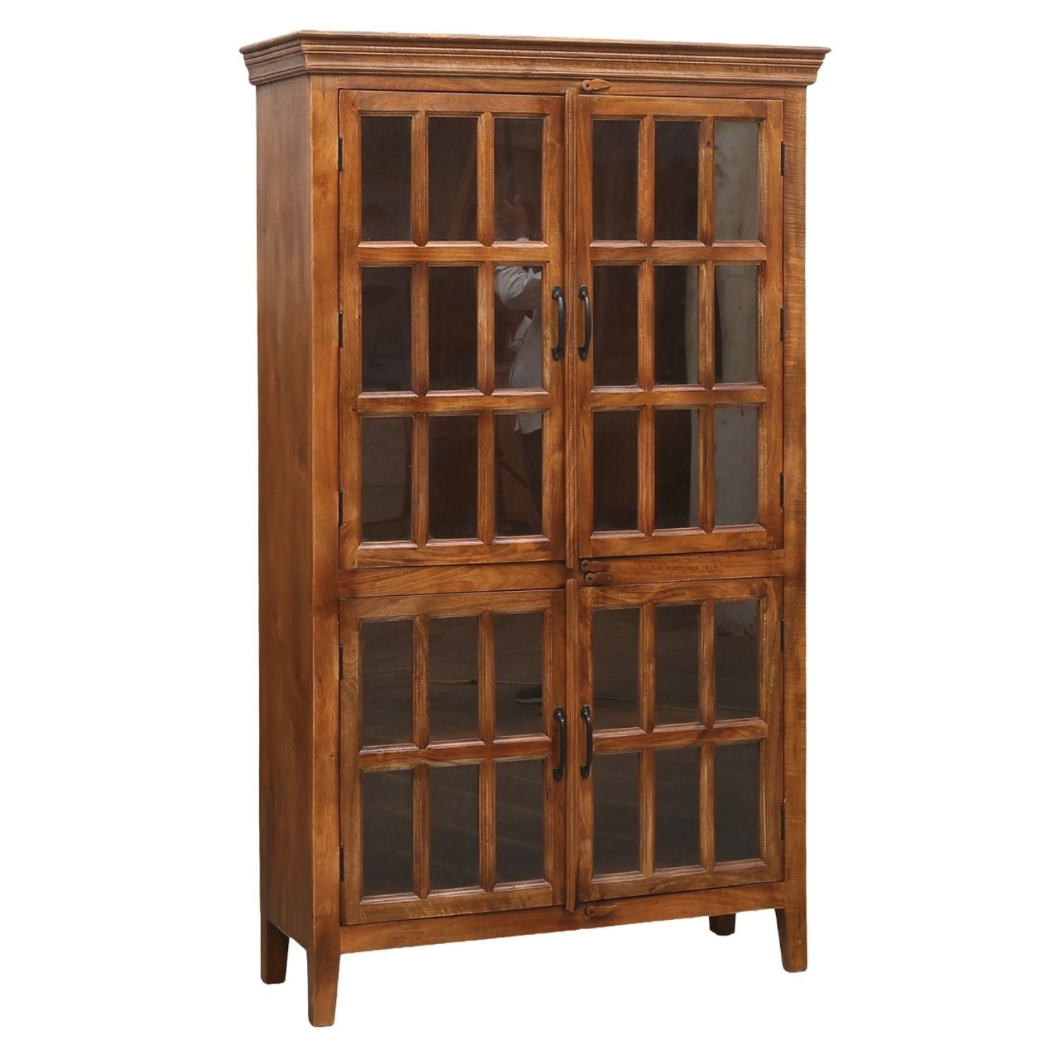 Marrakesch Orient & Mediterran Interior Highboard Buffet haut Nail à détails en verre, bois de manguier, laqué, 190 cm (1 St), Handarbeit