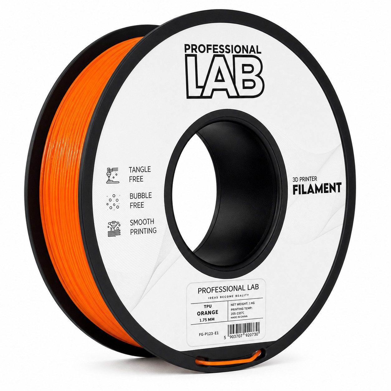 Prof. Lab Filament Flexibles TPU Filament für 3D Drucker 1,75mm 1 kg Filament, 95A Shore