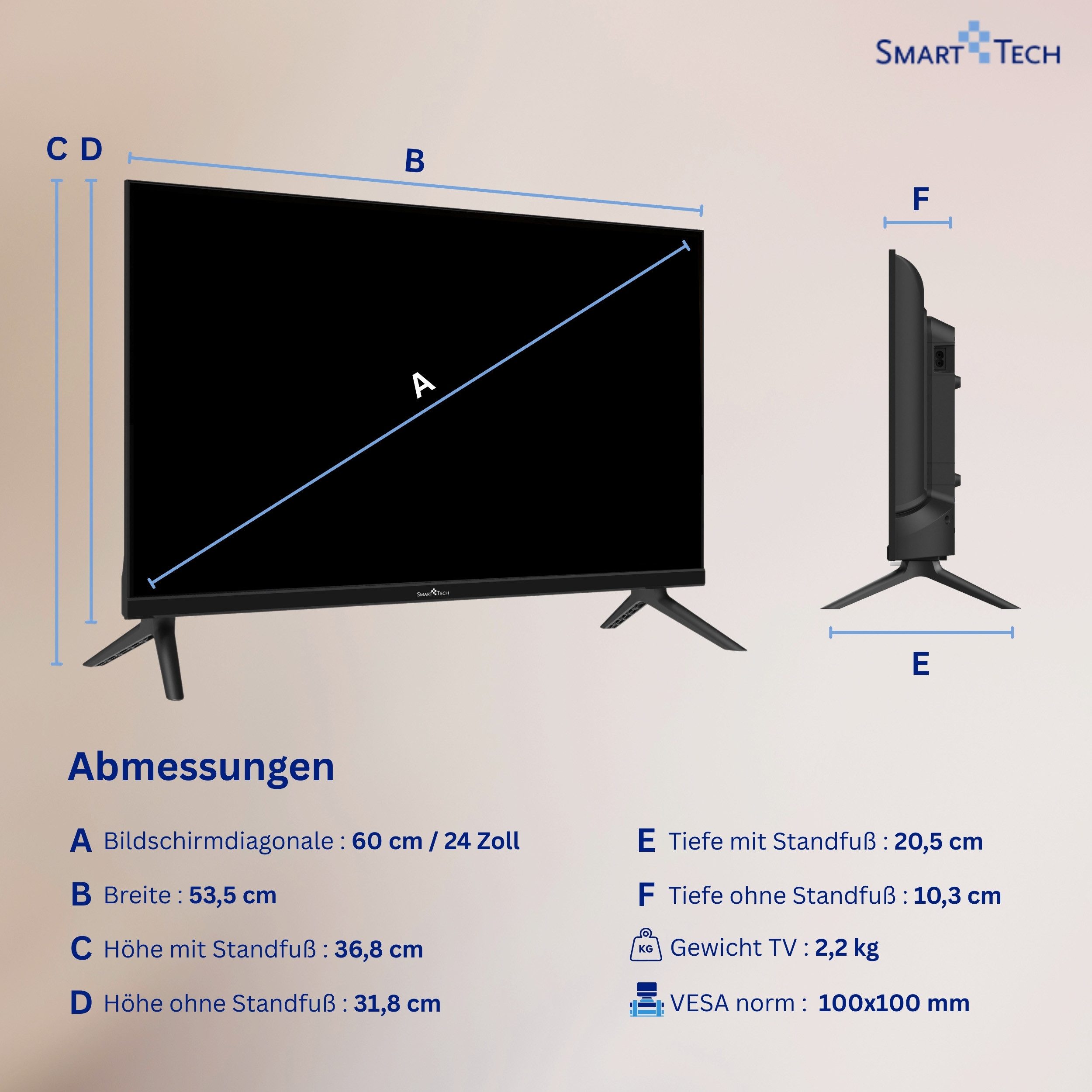 Smart Tech 24HH01V LED-Fernseher (60 cm/...