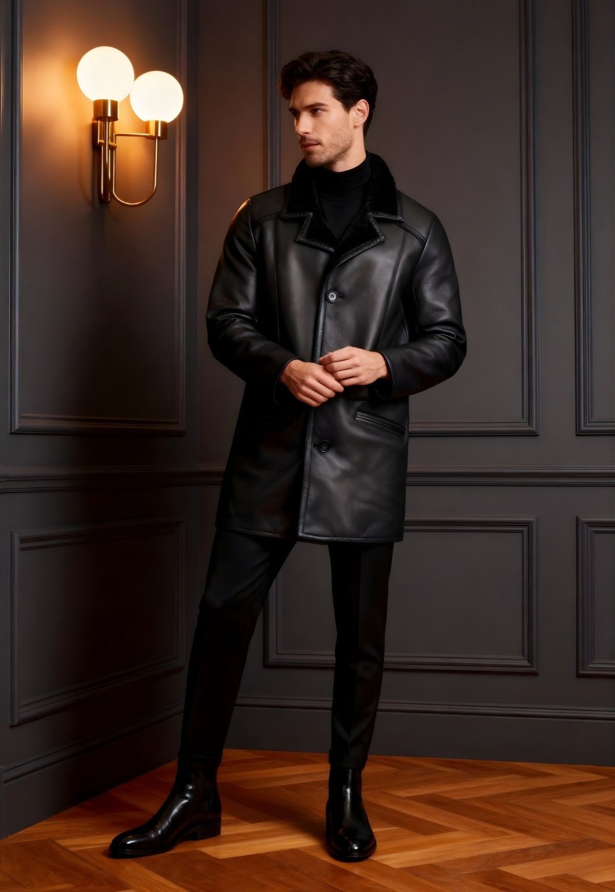 Hollert Wintermantel Lammfellmantel Antonio Schwarz günstig online kaufen