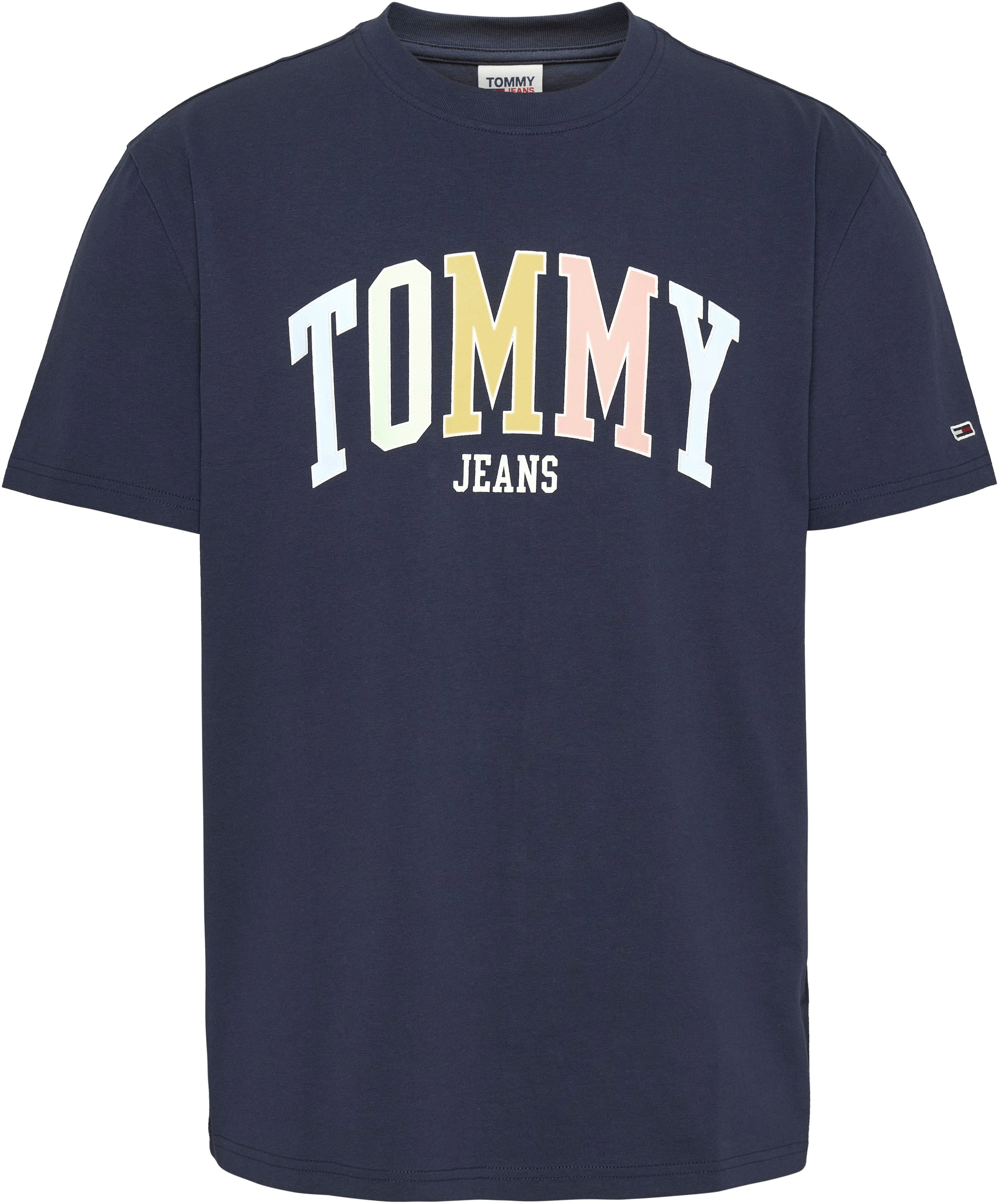 Tommy Jeans T-Shirt TJM CLSC COLLEGE TOMMY Logo-Frontmotiv mit POP großem TwilightNavy TEE