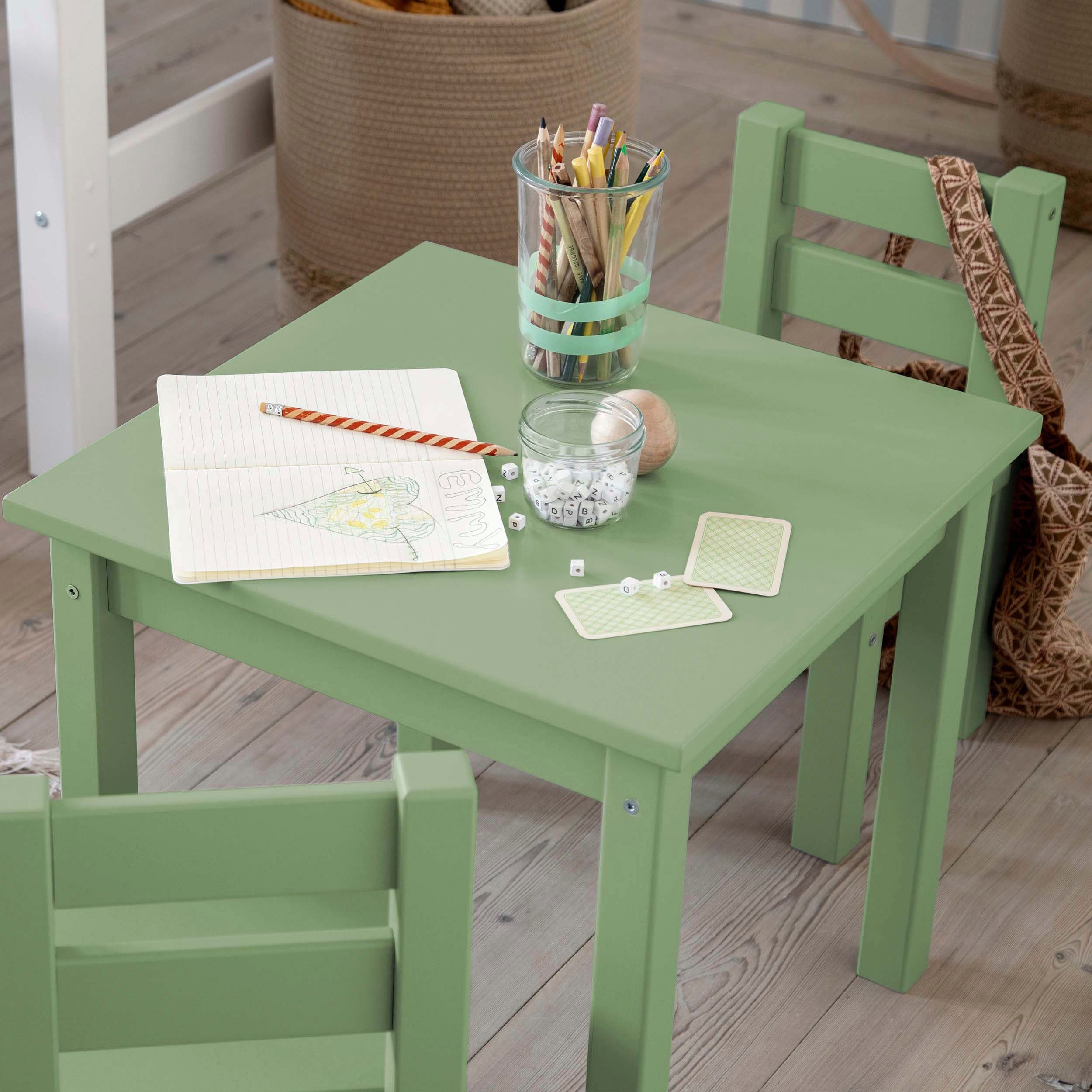 (Set, Stühle), 1 Stühlen 3-tlg., in Kindersitzgruppe Hoppekids MADS Tisch, grün Kindersitzgruppe, mit 2 Farben, vielen zwei