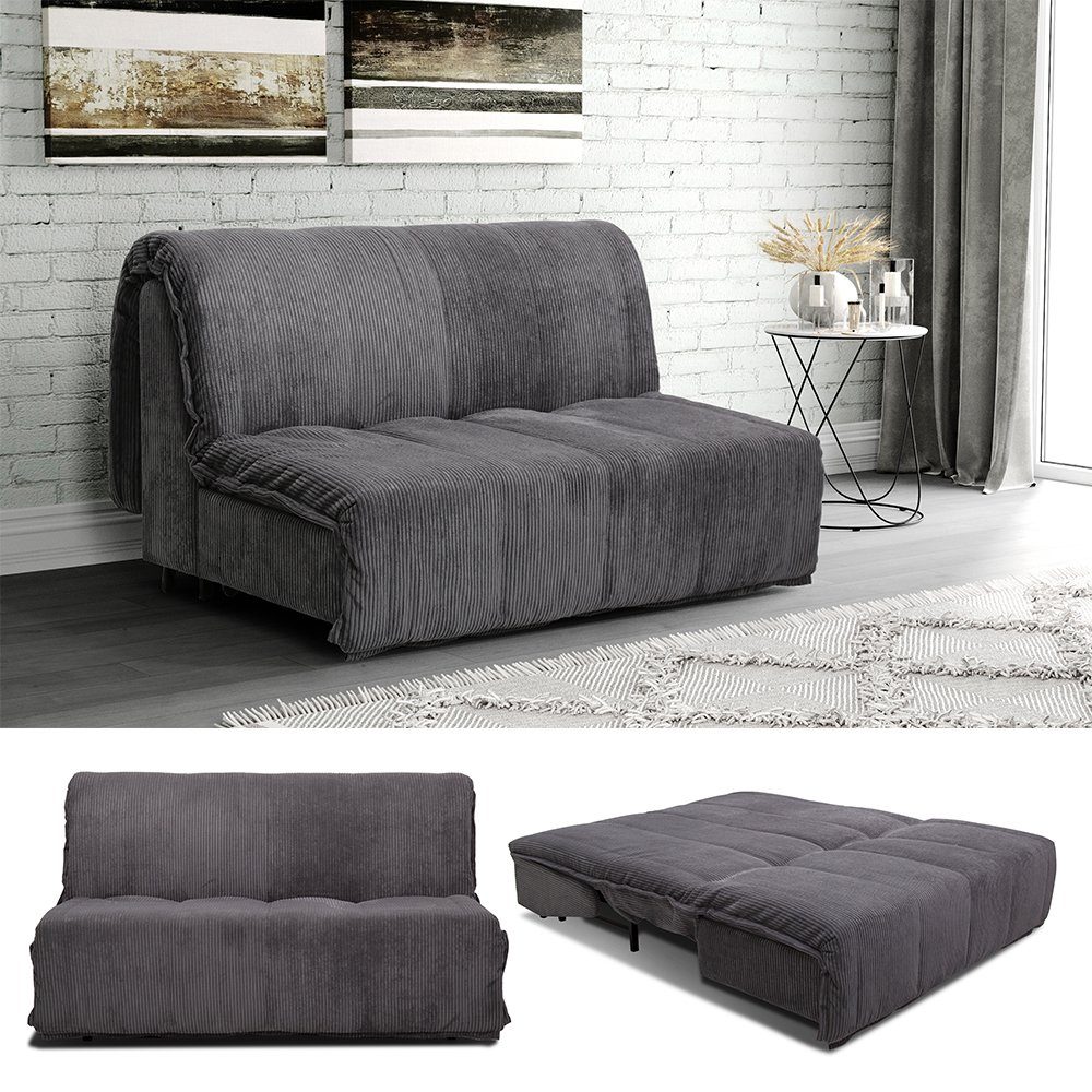 VitaliSpa® Schlafsofa Klappsofa MALTA Grau, mit Stauraum