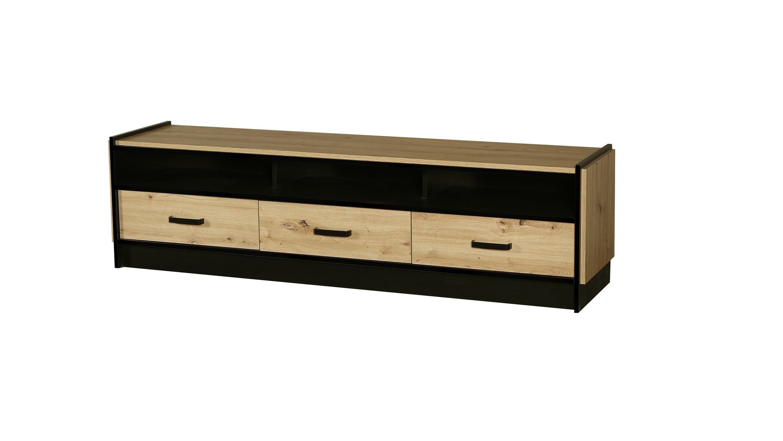 Küchen-Preisbombe Kommode Karia 180 cm TV Board Schrankwand Esszimmer Eiche Artisan + Schwarz
