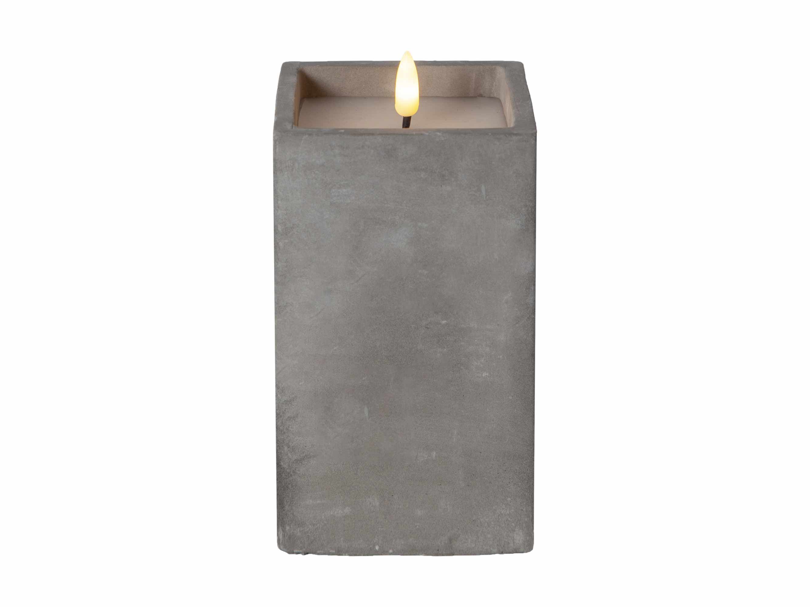 STAR TRADING LED-Kerze CEM (1-tlg), grau Beton 6/18h Timer 3D Flamme warmweiß 16,5cm