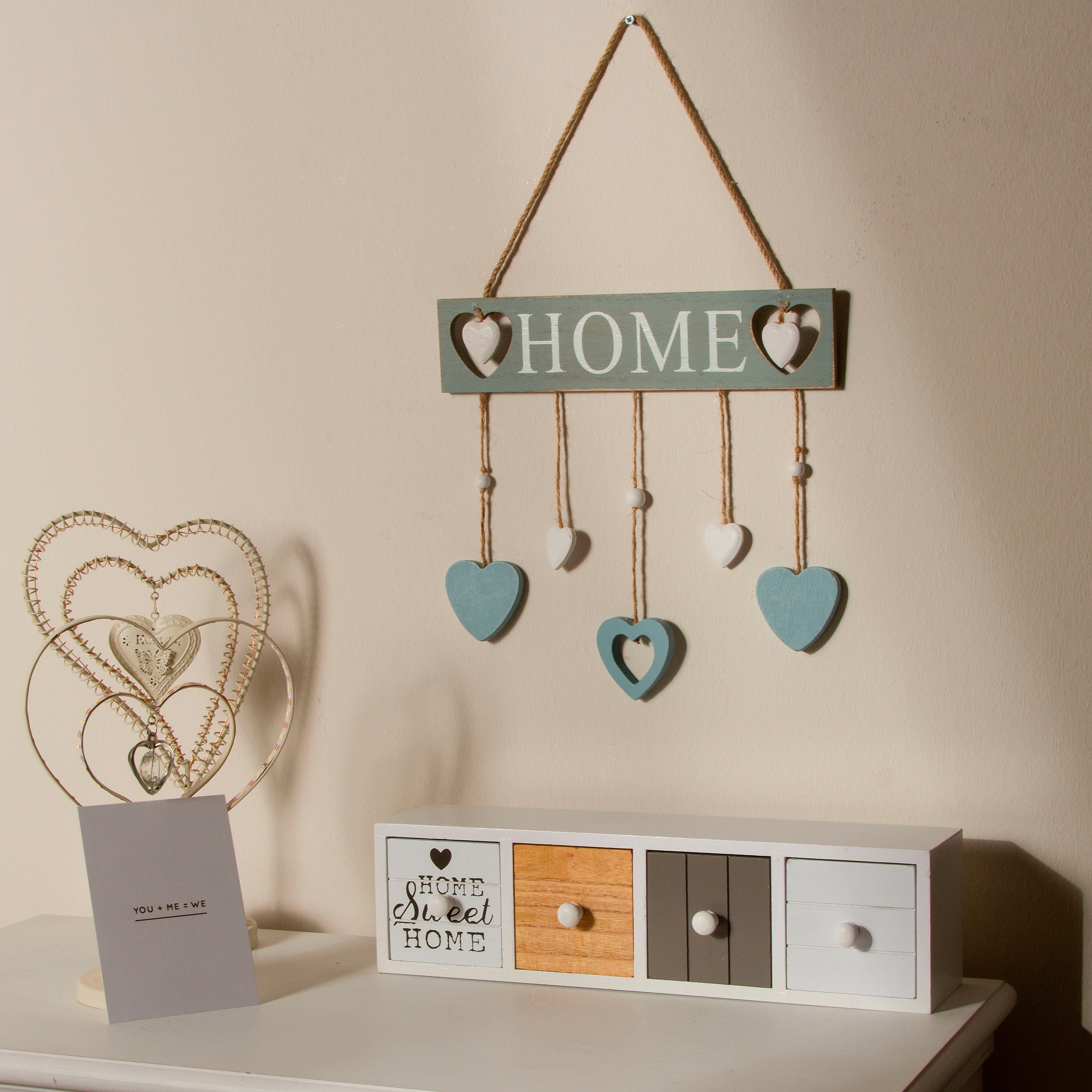 Wohnzimmer & Accessoires Möbel & Myflair Wanddeko mit Herzen, blau Deko-Buchstaben Schriftug Home,