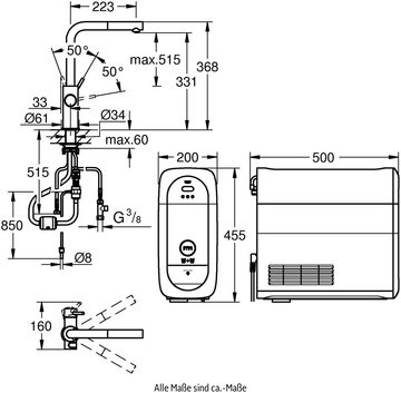 Grohe Untertisch-Trinkwassersystem Grohe Blue, für gefiltertes, gekühltes und sprudelndes Wasser, Packung, langlebige Oberfläche