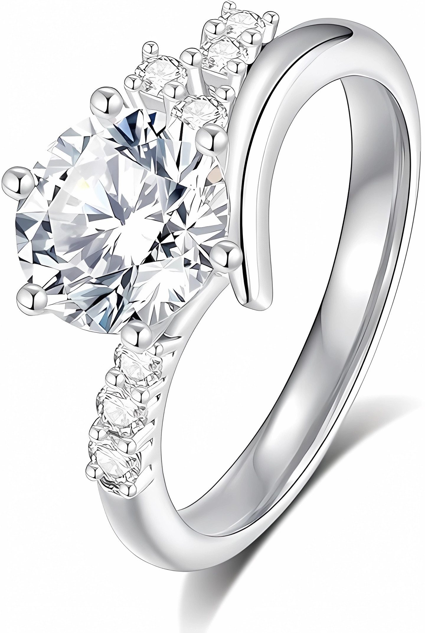 Jumpeak Diamantring Runder Diamantring,Verlobungsringe Frau,Valentinstag Geschenk für Sie, Labordiamant 2karat,Promise Ring,E,VS1,3EX,schlicht unregelmäßige Form