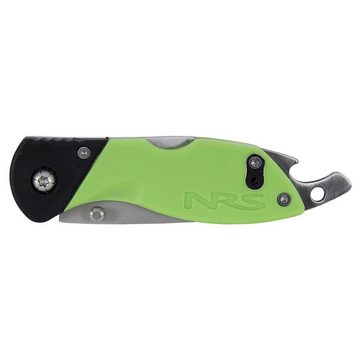 NRS Universalmesser NRS Green Knife Outdoormesser Klappbar grün, (1 St), Edelstahl-Verriegelungsklinge mit stumpfer Spitze, Ein ausgezeichnetes Messer für Boote und Rettungsdienste, Mit einem Gürtel-Clip, Flaschenöffner