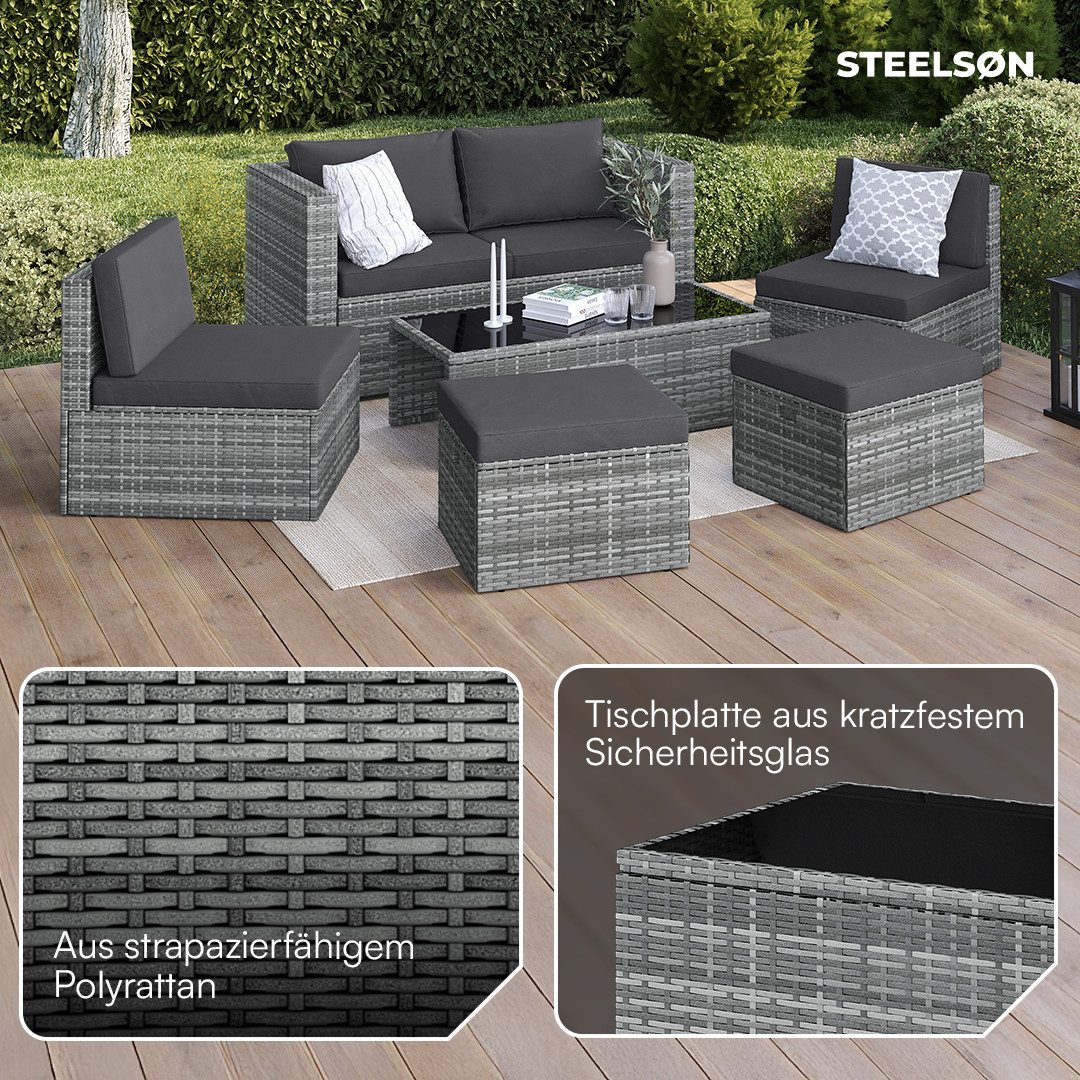 STEELSØN Gartenlounge-Set Noctura, (2er Sofa, 2 günstig online kaufen