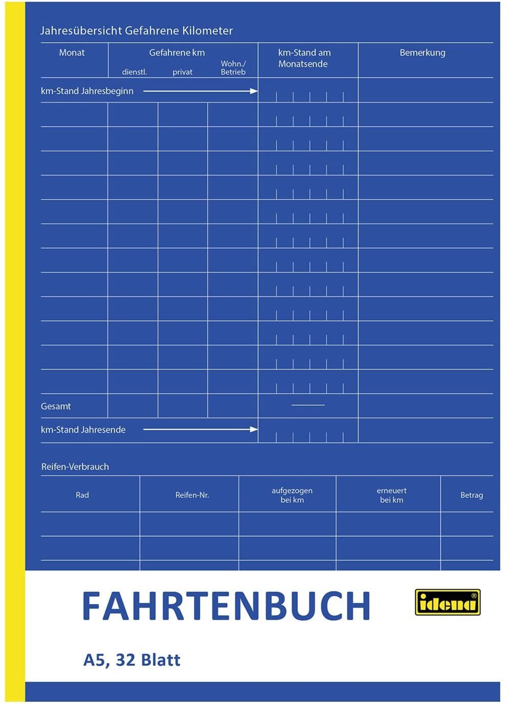 Avery Zweckform Fahrtenbuch steuerlicher km-Nachweis, mit Jahresabrechnung,  A5, 40 Blatt
