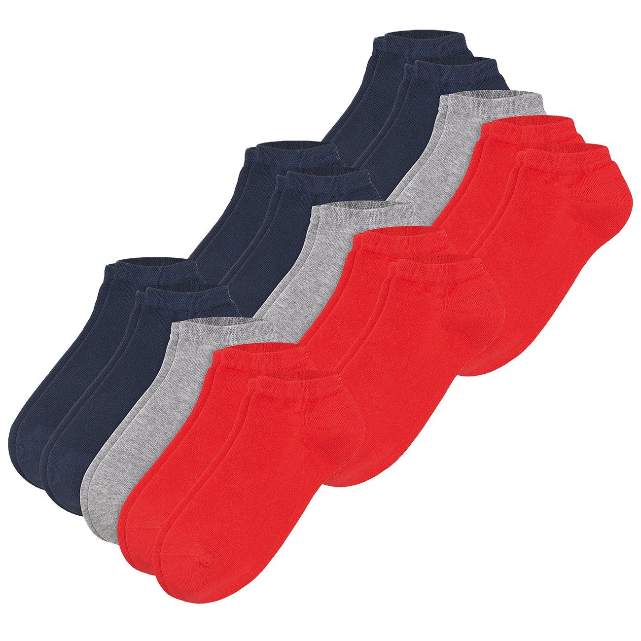 Camano Sneakersocken Unisex Sneaker Red 10er Pack (10-Paar) aus Baumwollmix  im 10er 15er 20er Multipack